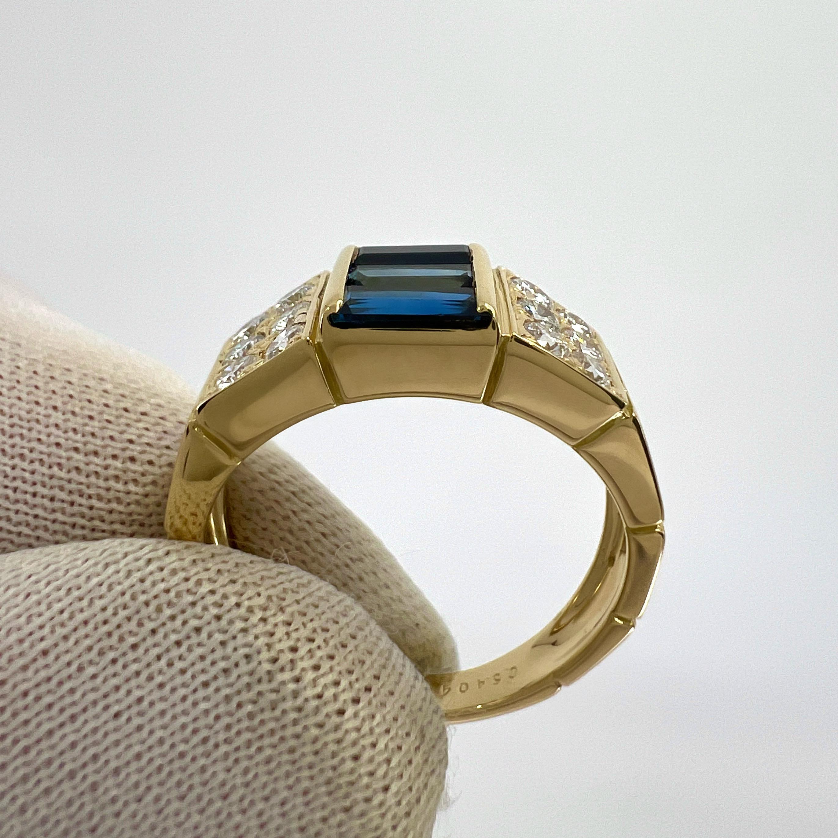Rare Vintage Van Cleef & Arpels Blue Sapphire And Diamond Cocktail Band Ring For Sale 2