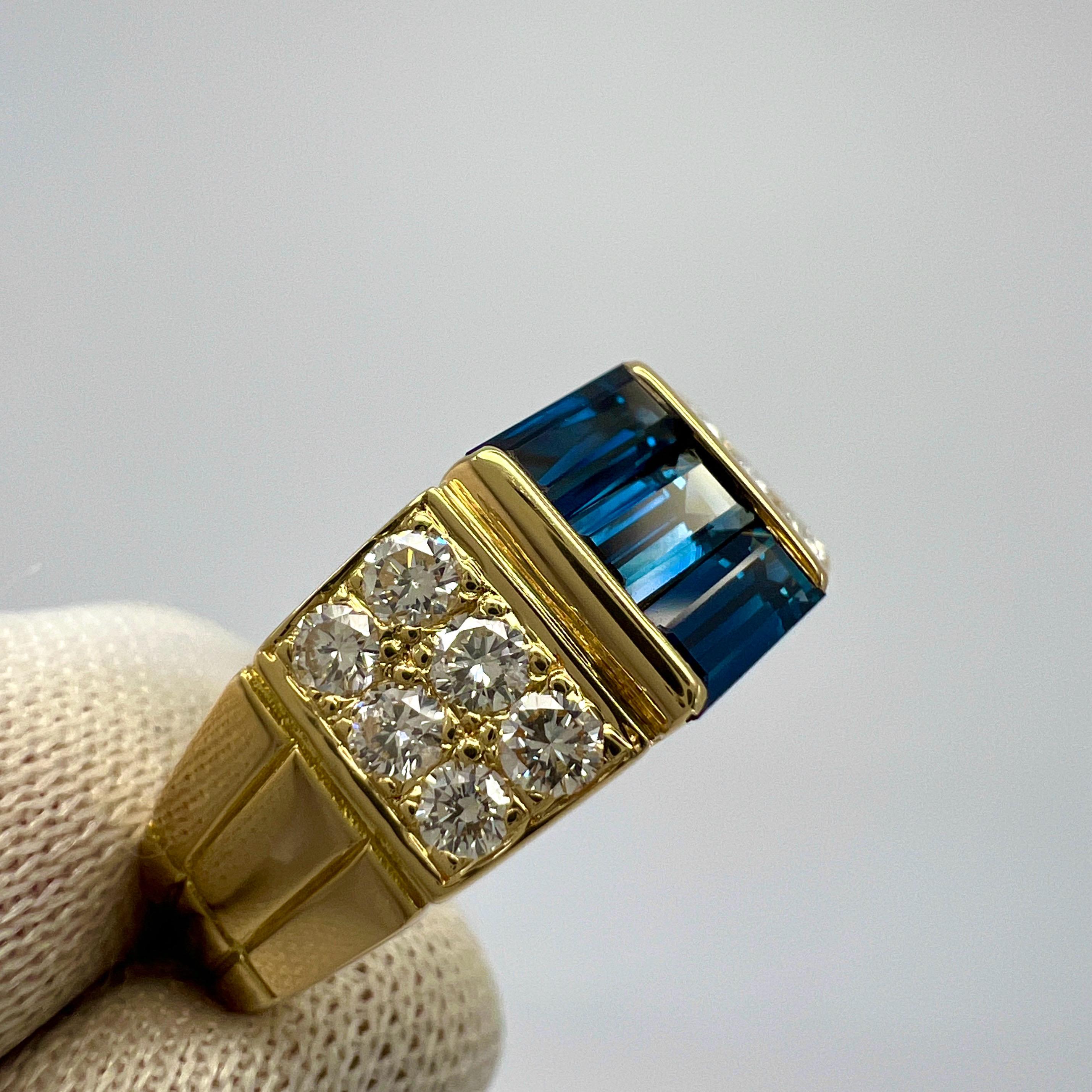 Rare Vintage Van Cleef & Arpels Blue Sapphire And Diamond Cocktail Band Ring For Sale 3