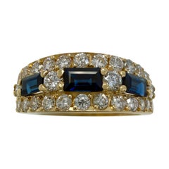 Bague cocktail vintage rare Van Cleef & Arpels, en saphir bleu et diamants