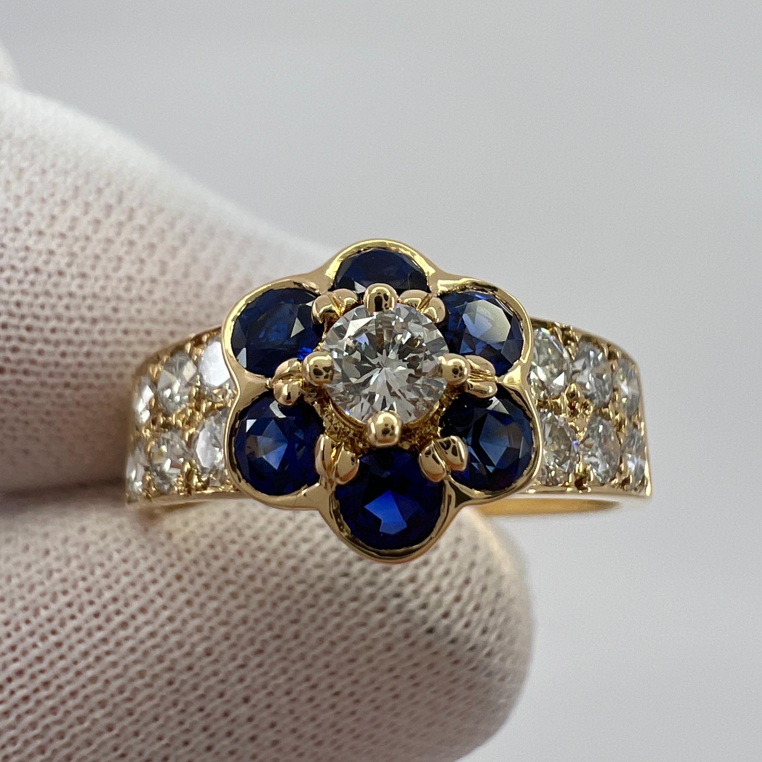 Van Cleef & Arpels, rare bague fleur Fleurette en saphir bleu et diamants 3