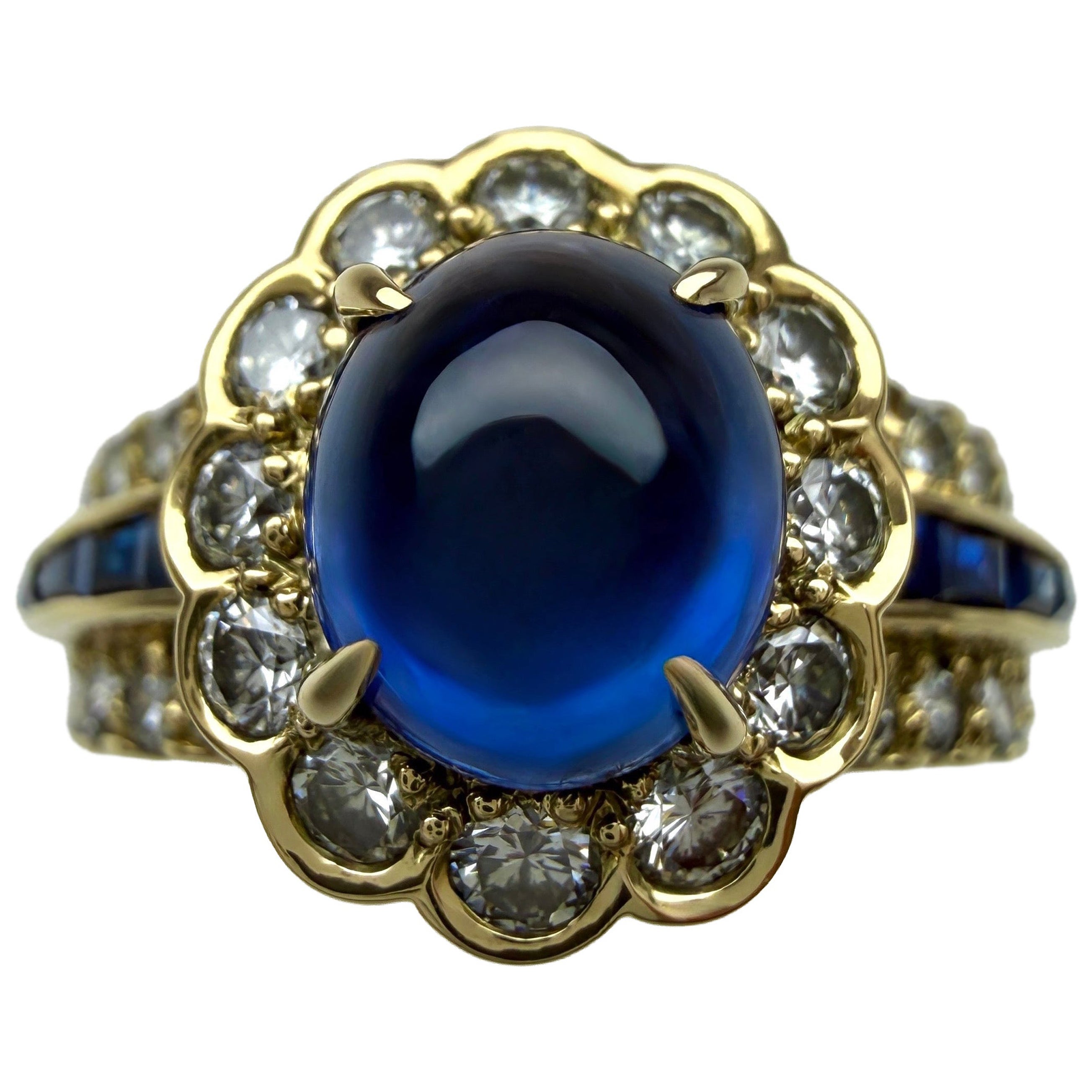 Seltener Vintage Van Cleef & Arpels Blauer Saphir & Diamant GIA zertifiziert 18k Ring