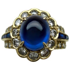 Rare Vintage Van Cleef & Arpels Blue Sapphire & Diamond GIA Certified 18k Ring