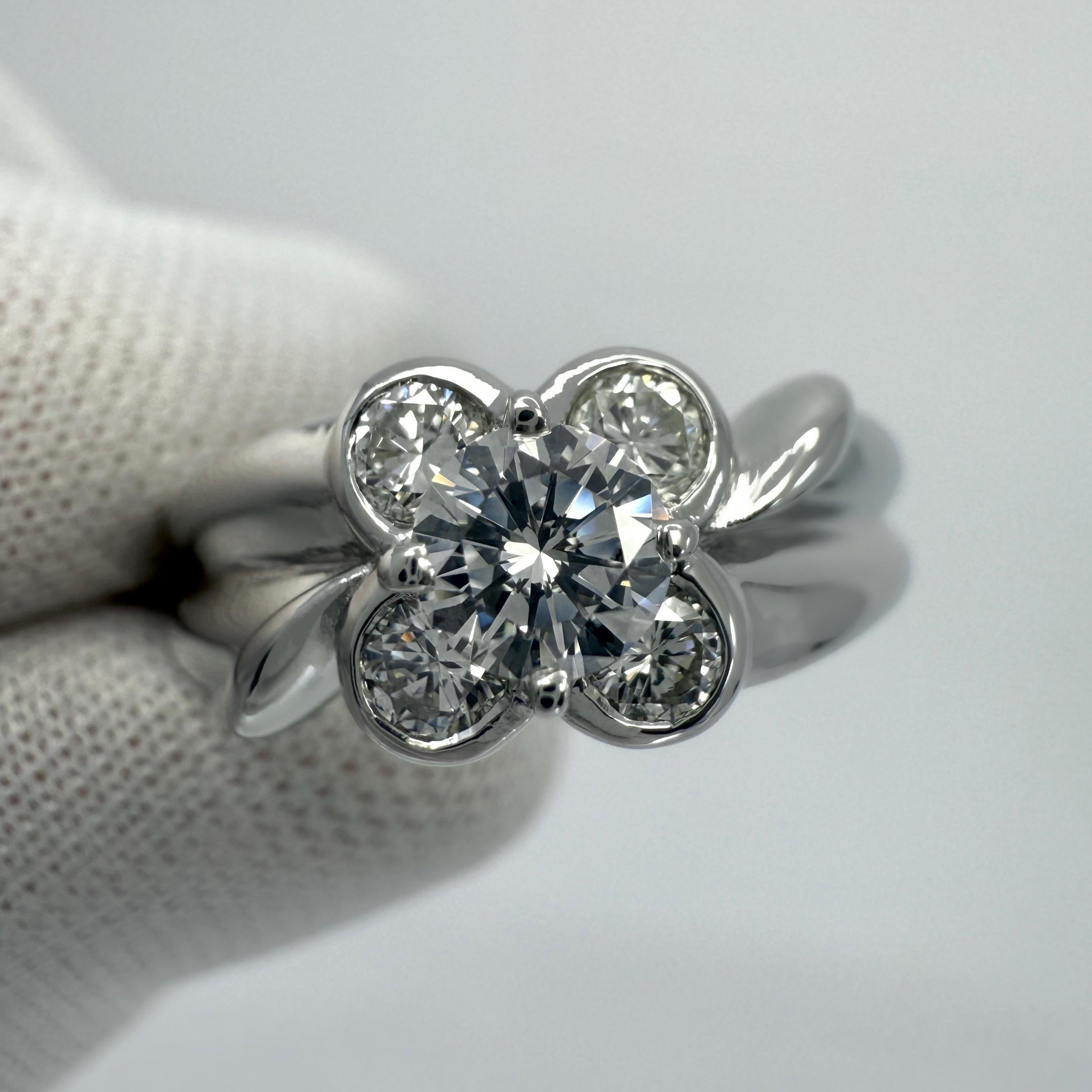 Seltener Vintage Van Cleef & Arpels Diamant 18k Weißgold Blumen-Onbell-Ring mit Diamant 4