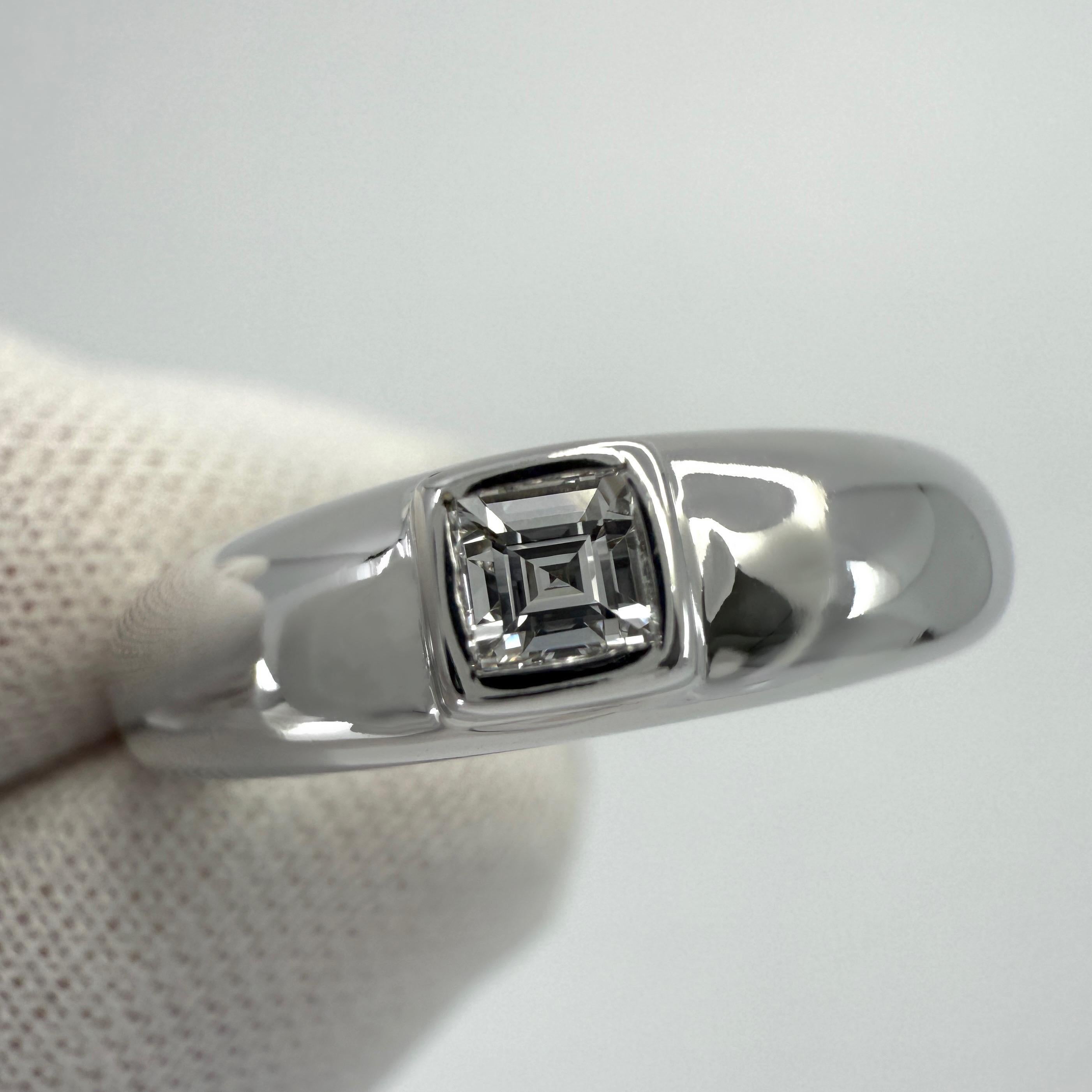 Rare Vintage Van Cleef & Arpels Diamond 18k White Gold Solitaire Band Ring 1