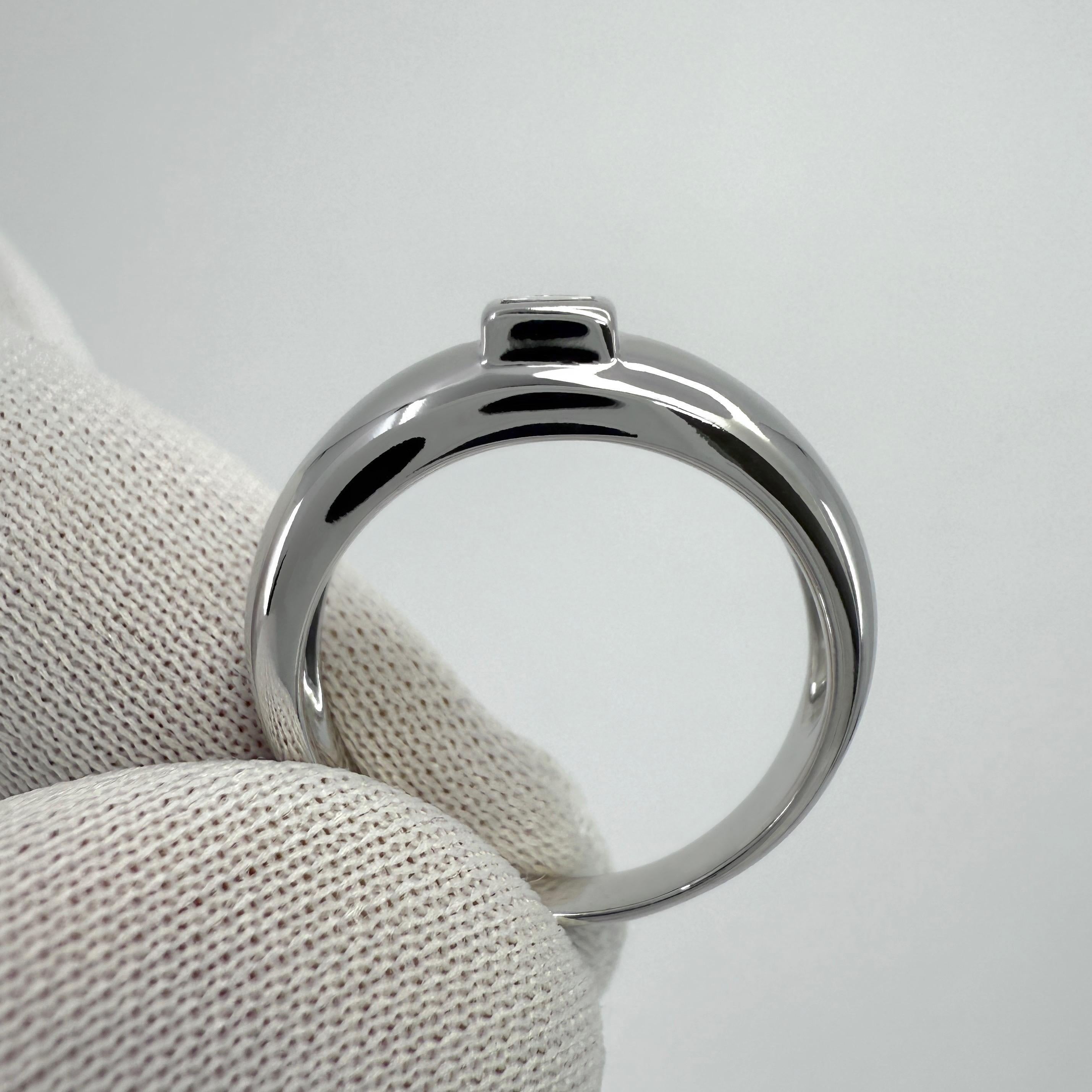Rare Vintage Van Cleef & Arpels Diamond 18k White Gold Solitaire Band Ring 2