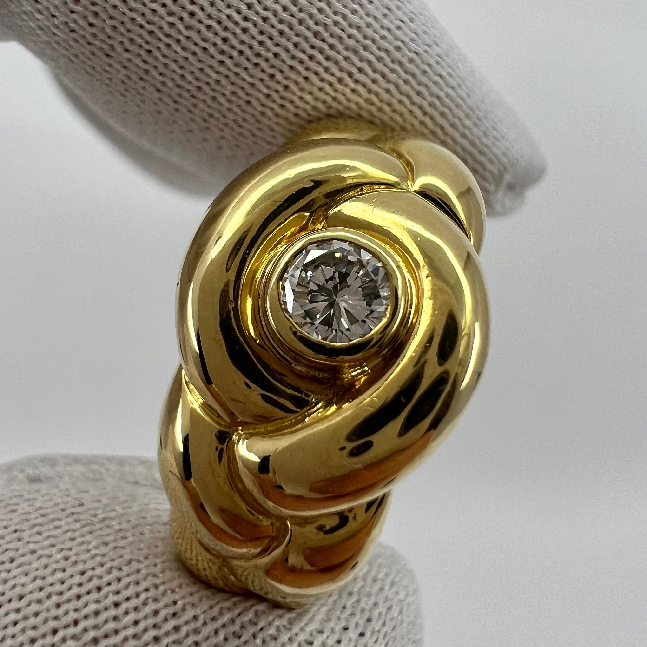 Rare Vintage Van Cleef & Arpels Diamond 18k Yellow Gold Braid Rope Ring with Box For Sale 5