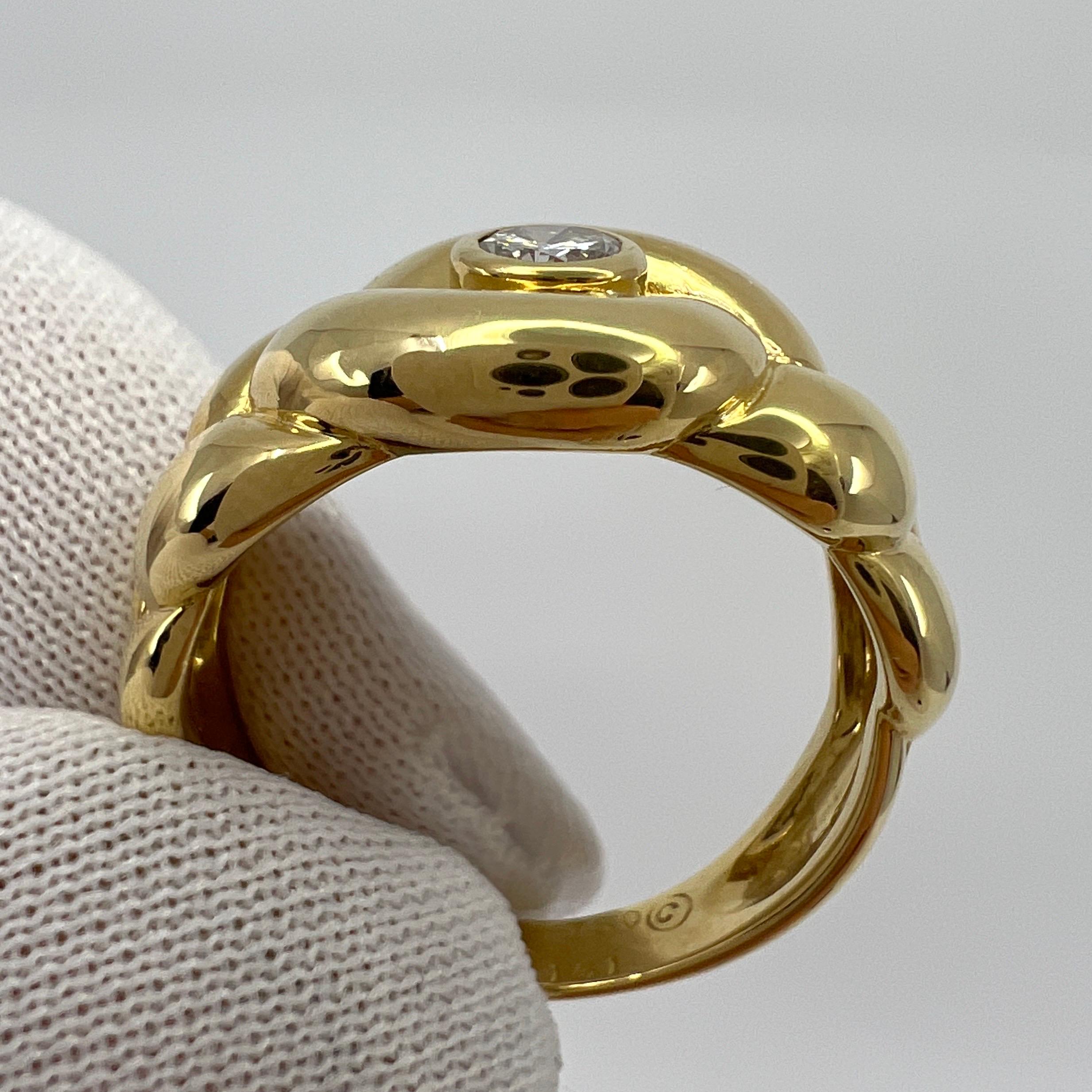 Rare Vintage Van Cleef & Arpels Diamond 18k Yellow Gold Braid Rope Ring with Box In Excellent Condition For Sale In Birmingham, GB