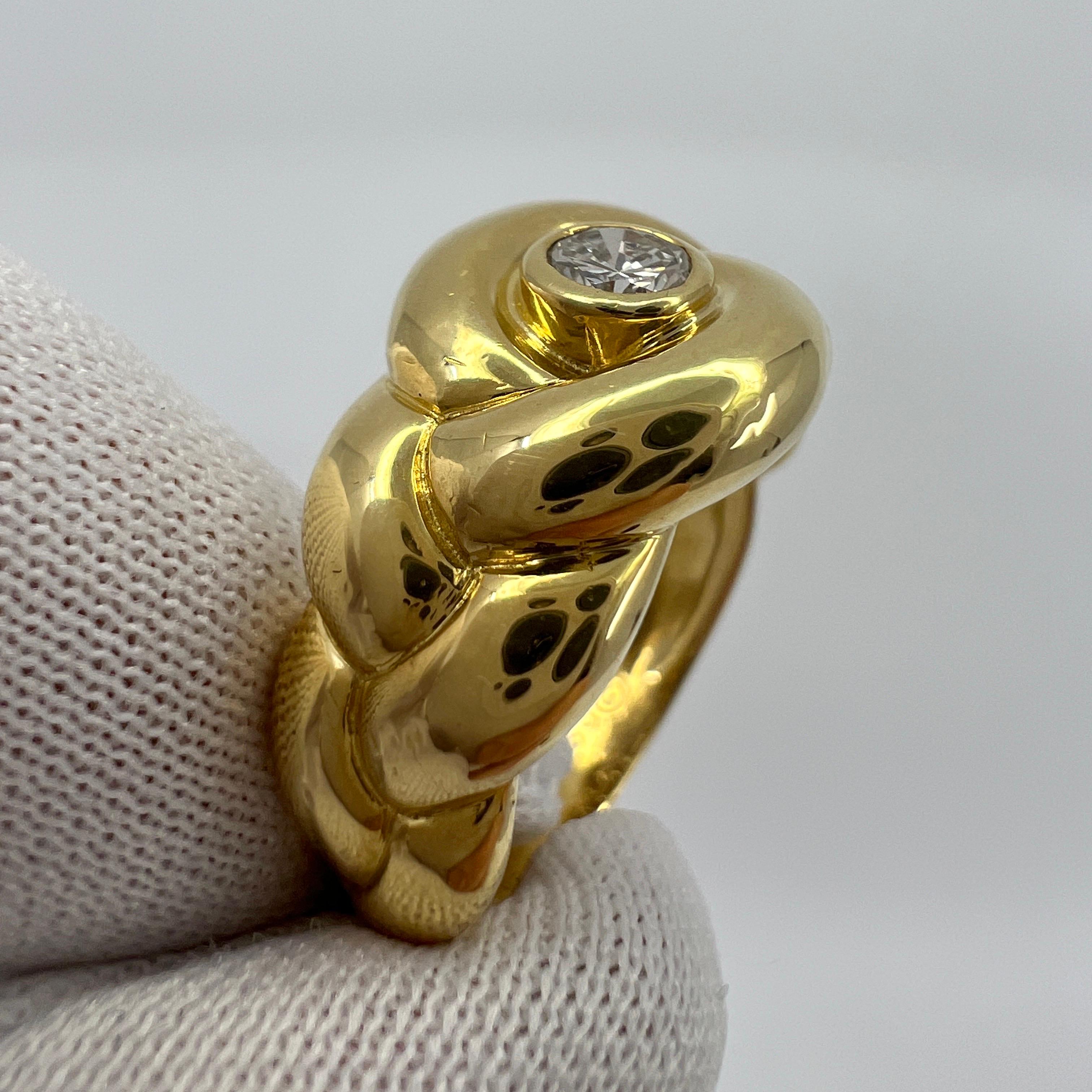 Van Cleef & Arpels, bague vintage rare en forme de corde tressée en or jaune 18 carats avec diamants, avec boîte en vente 3