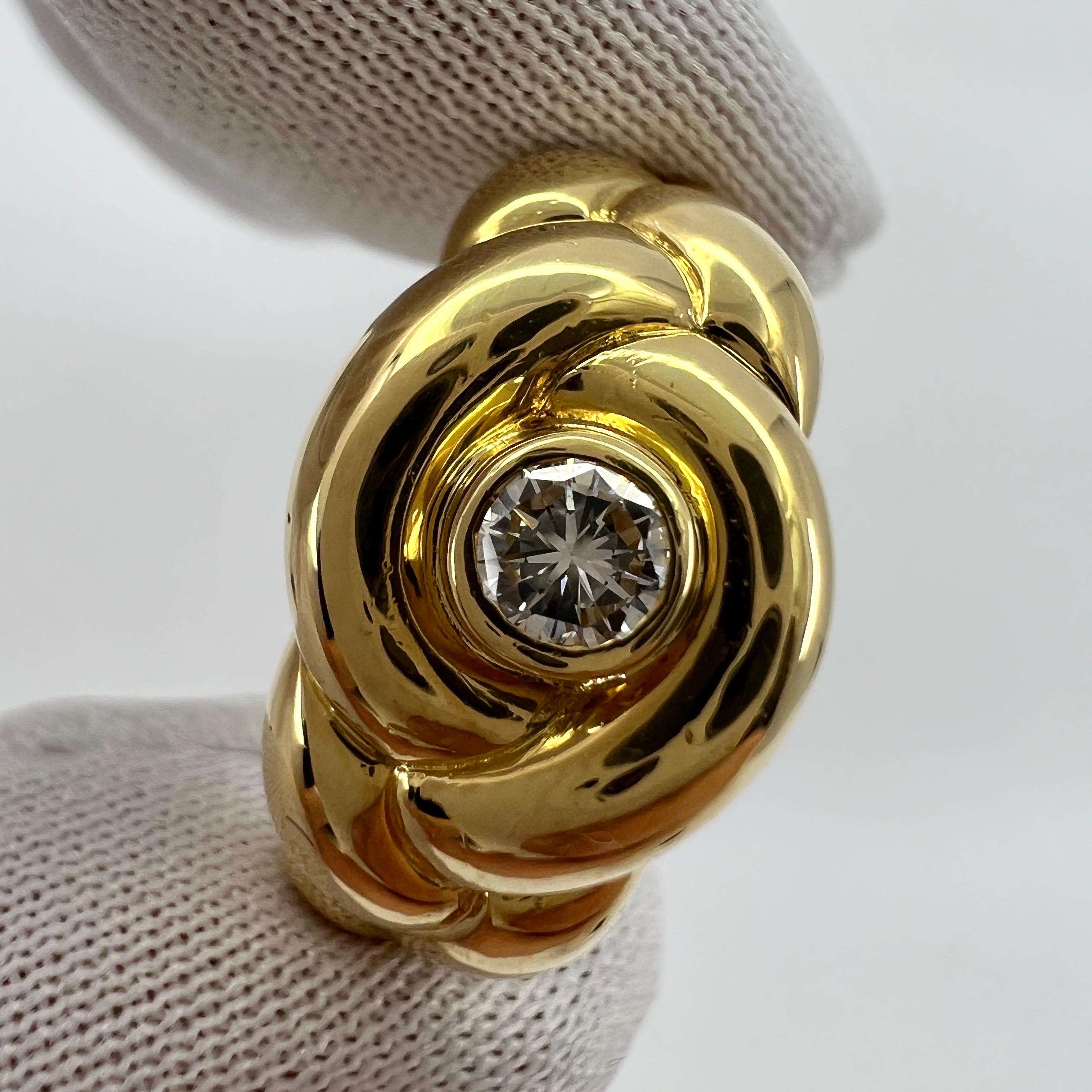 Van Cleef & Arpels, bague vintage rare en forme de corde tressée en or jaune 18 carats avec diamants, avec boîte en vente 4