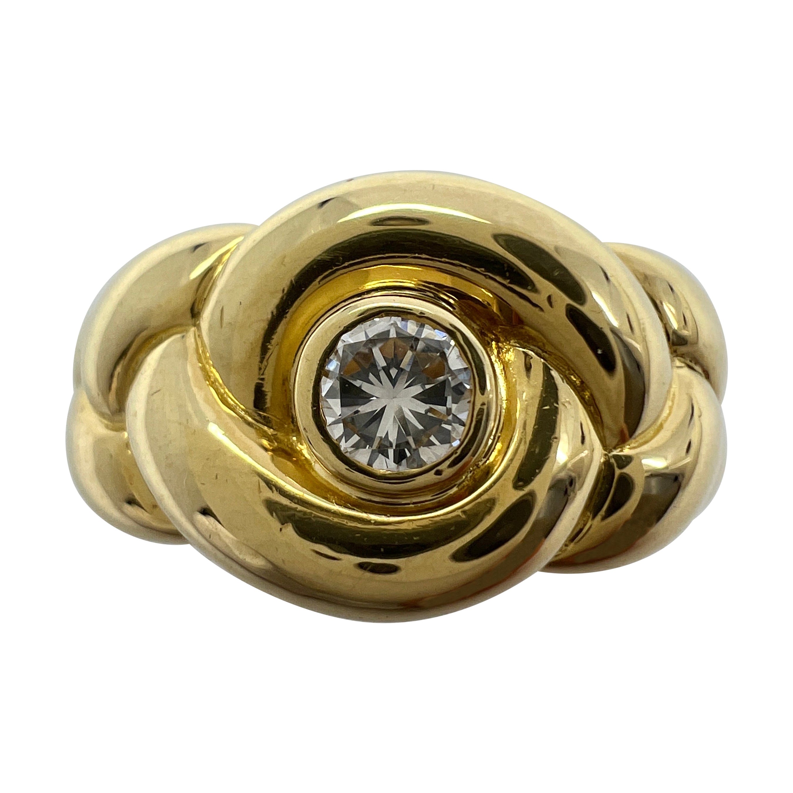Seltener Vintage Van Cleef & Arpels Diamantring aus 18 Karat Gelbgold mit geflochtenem Seil und Schachtel