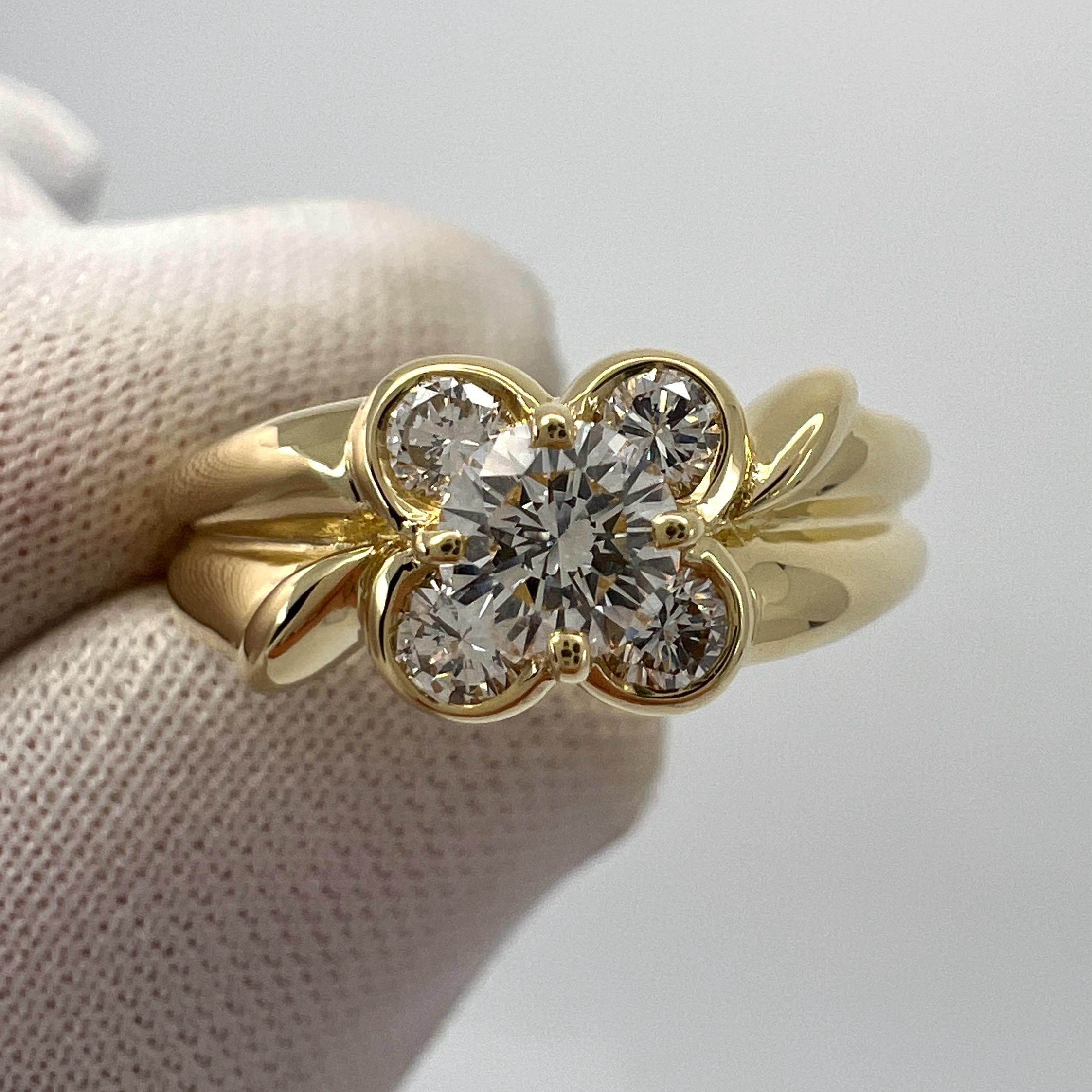 Seltener Vintage Van Cleef & Arpels Diamant 18k Gelbgold Blumen-Onbell-Ring mit Diamant 8