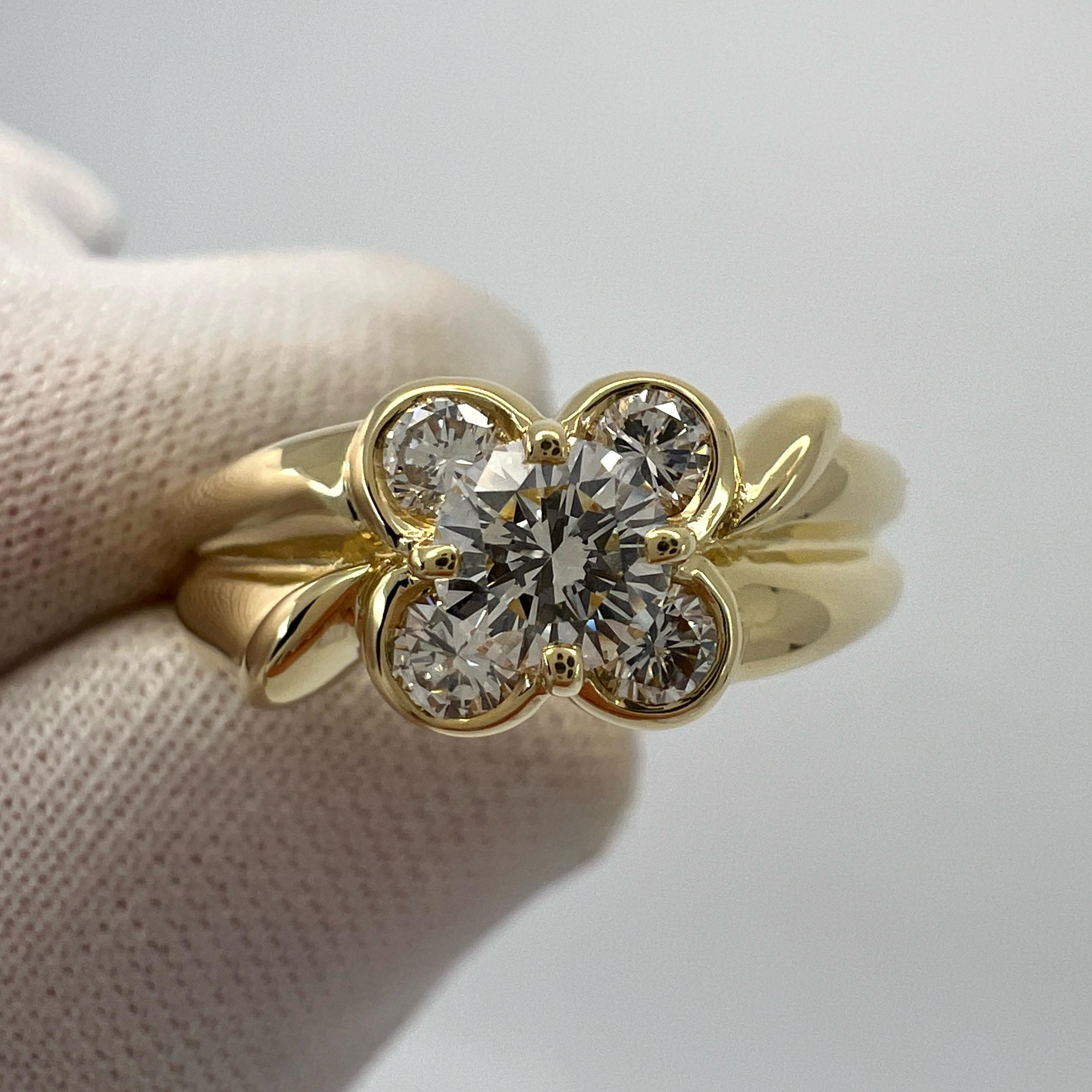 Fine Vintage Van Cleef & Arpels Diamond 18k Yellow Gold Onbell Flower Ring.

A stunning vintage ring with a unique floral design typical of Van Cleef & Arpels, set with beautiful natural round cut diamonds in a classic flower motif. 

Approx. 0.50