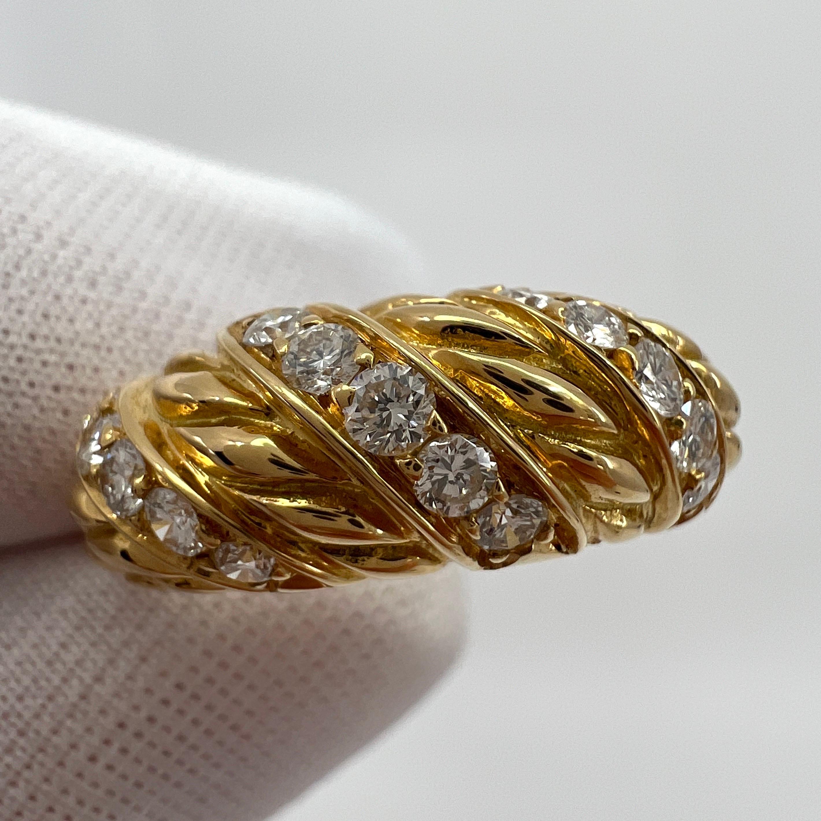 Vintage Van Cleef & Arpels 18 Karat Yellow Gold Twist Braid Diamond Ring.

A stunning vintage VCA ring with a unique braid twist design and x15 round brilliant cut diamonds. The diamonds have excellent F/G colour and VVS clarity. All with an