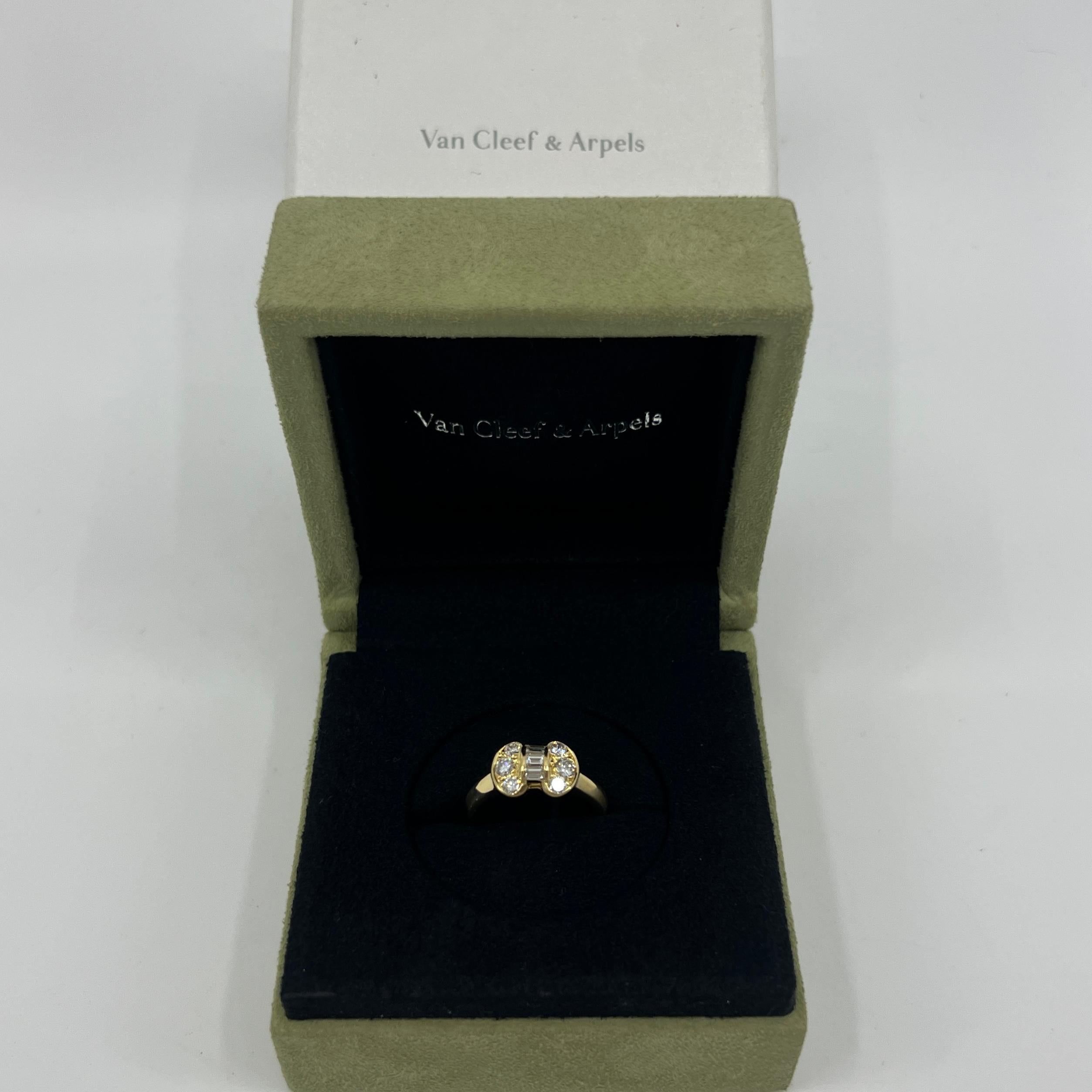 Rare Vintage Van Cleef & Arpels Diamond Celeste Ribbon Bow 18k Yellow Gold Ring 2