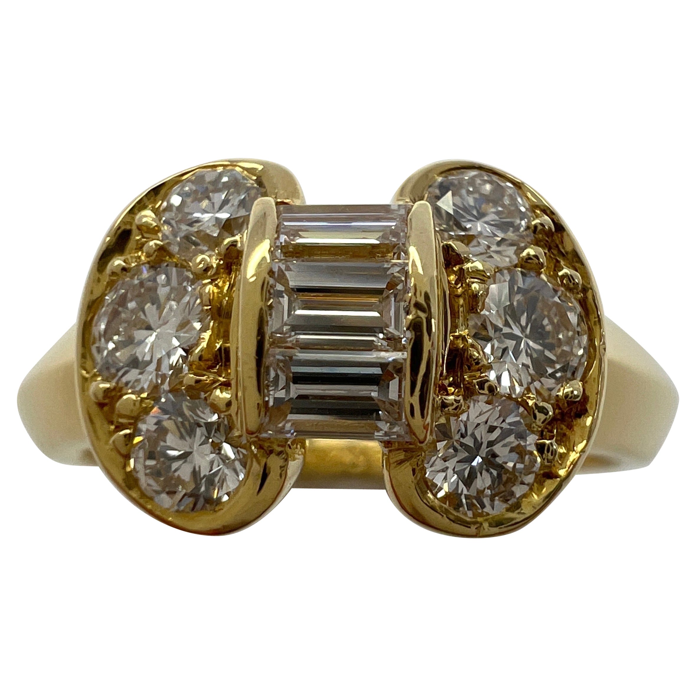 Rare Vintage Van Cleef & Arpels Diamond Celeste Ribbon Bow 18k Yellow Gold Ring For Sale