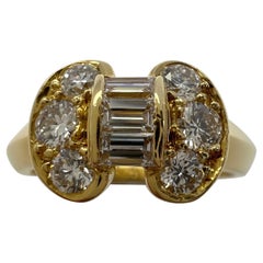 Rare Vintage Van Cleef & Arpels Diamond Celeste Ribbon Bow 18k Yellow Gold Ring