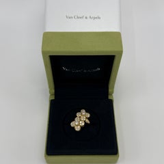 Rare Vintage Van Cleef & Arpels Diamond Double Trefle 18k Gold Flower Ring 51