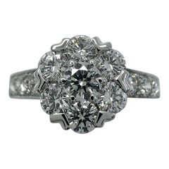 Raro anello vintage Van Cleef & Arpels Diamond Fleurette in oro bianco 18 carati con fiori
