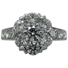 Raro Anillo Vintage Van Cleef & Arpels Flor de Diamante de Oro Blanco de 18k