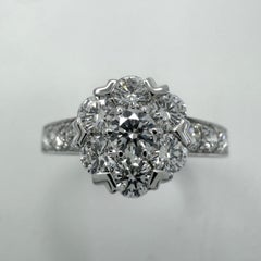 Seltener Vintage By Van Cleef & Arpels Diamant Fleurette 18k Weißgold Blumenring