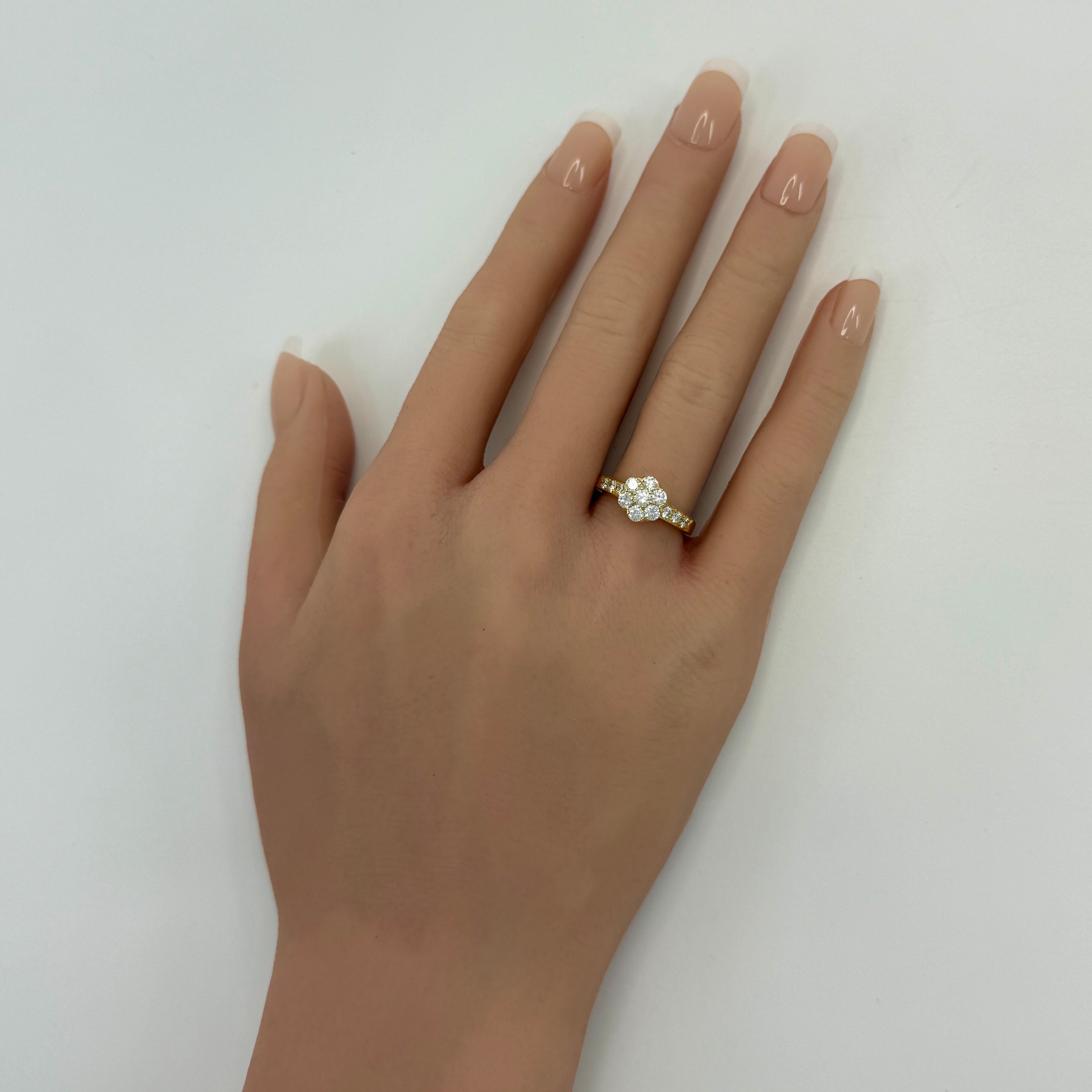 da uomo o donna Raro anello vintage Van Cleef & Arpels con diamante Fleurette in oro giallo 18 ct. in vendita