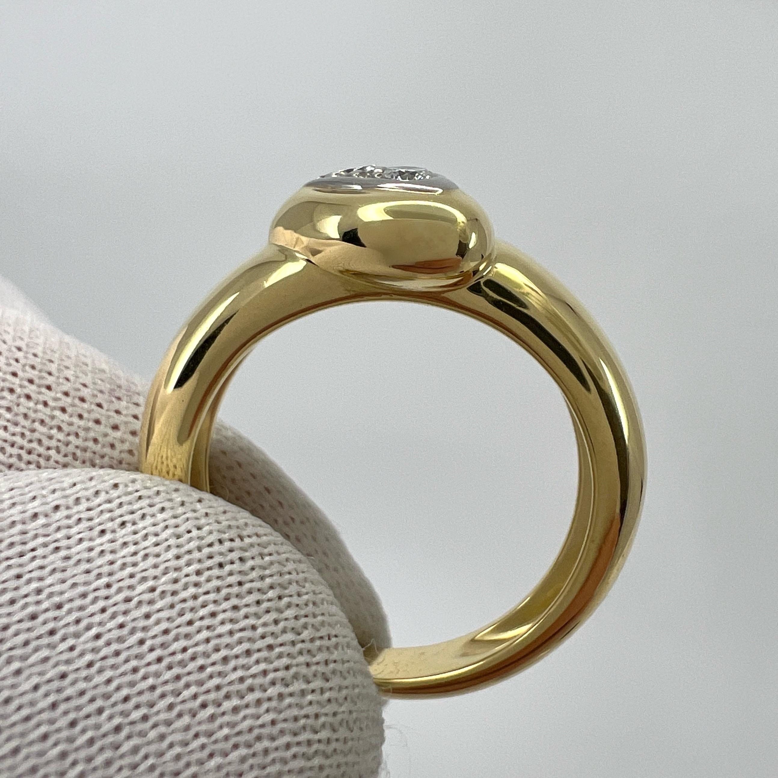 Rare Vintage Van Cleef & Arpels Diamond Heart Dome 18k Yellow Gold Platinum Ring For Sale 1