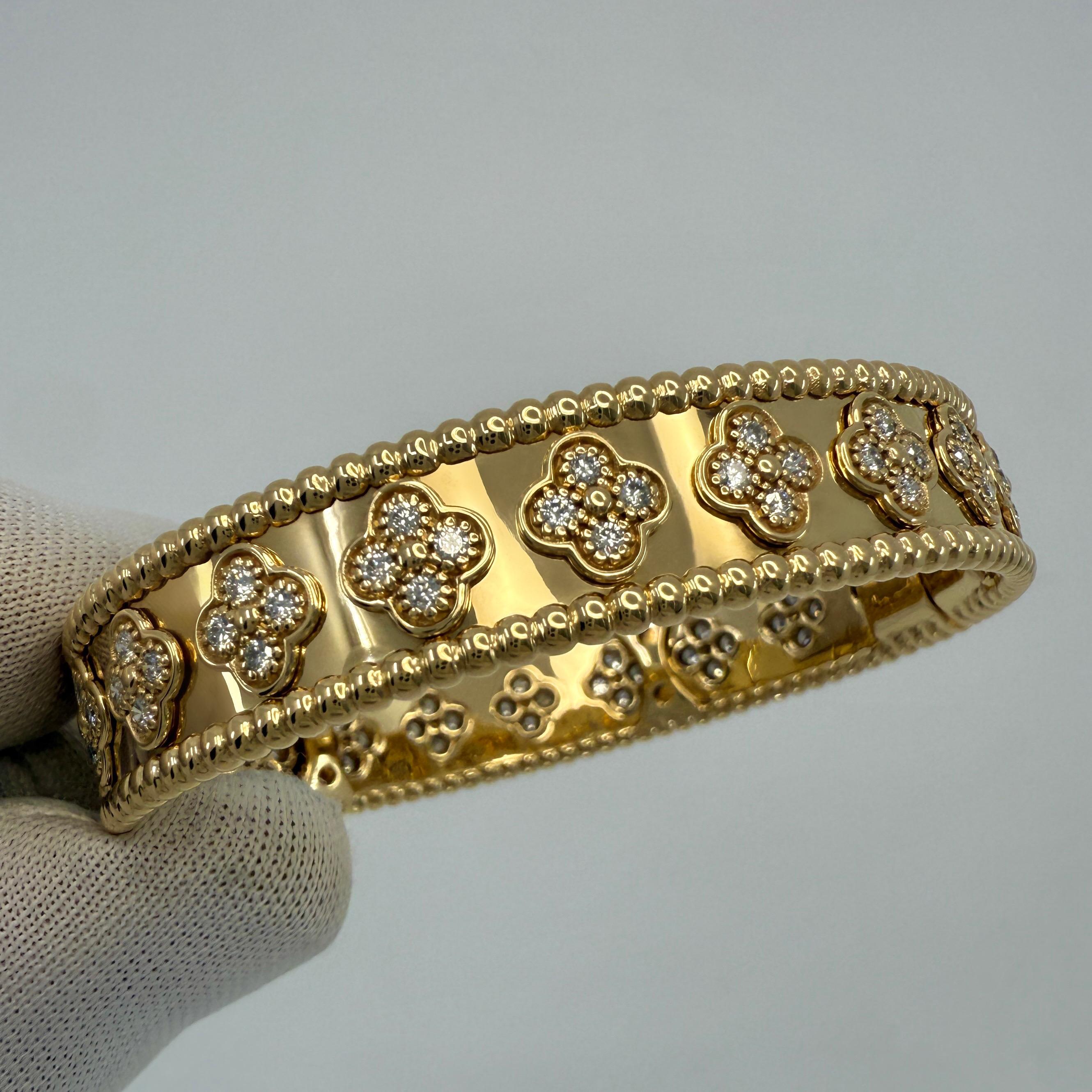 Seltene Vintage Van Cleef & Arpels Diamant Perlee Alhambra 18k Gelbgold-Armband im Angebot 5