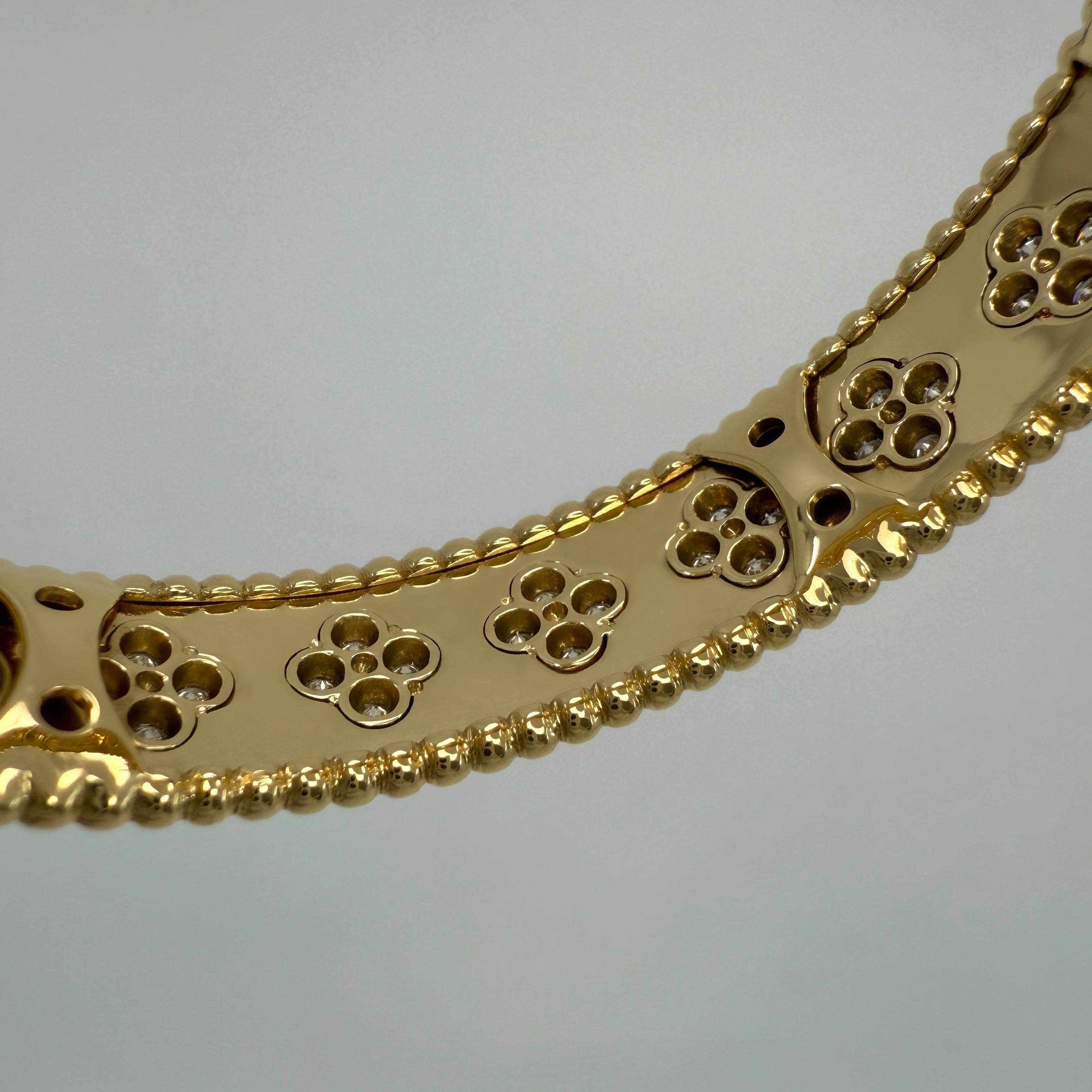 Seltene Vintage Van Cleef & Arpels Diamant Perlee Alhambra 18k Gelbgold-Armband Damen im Angebot