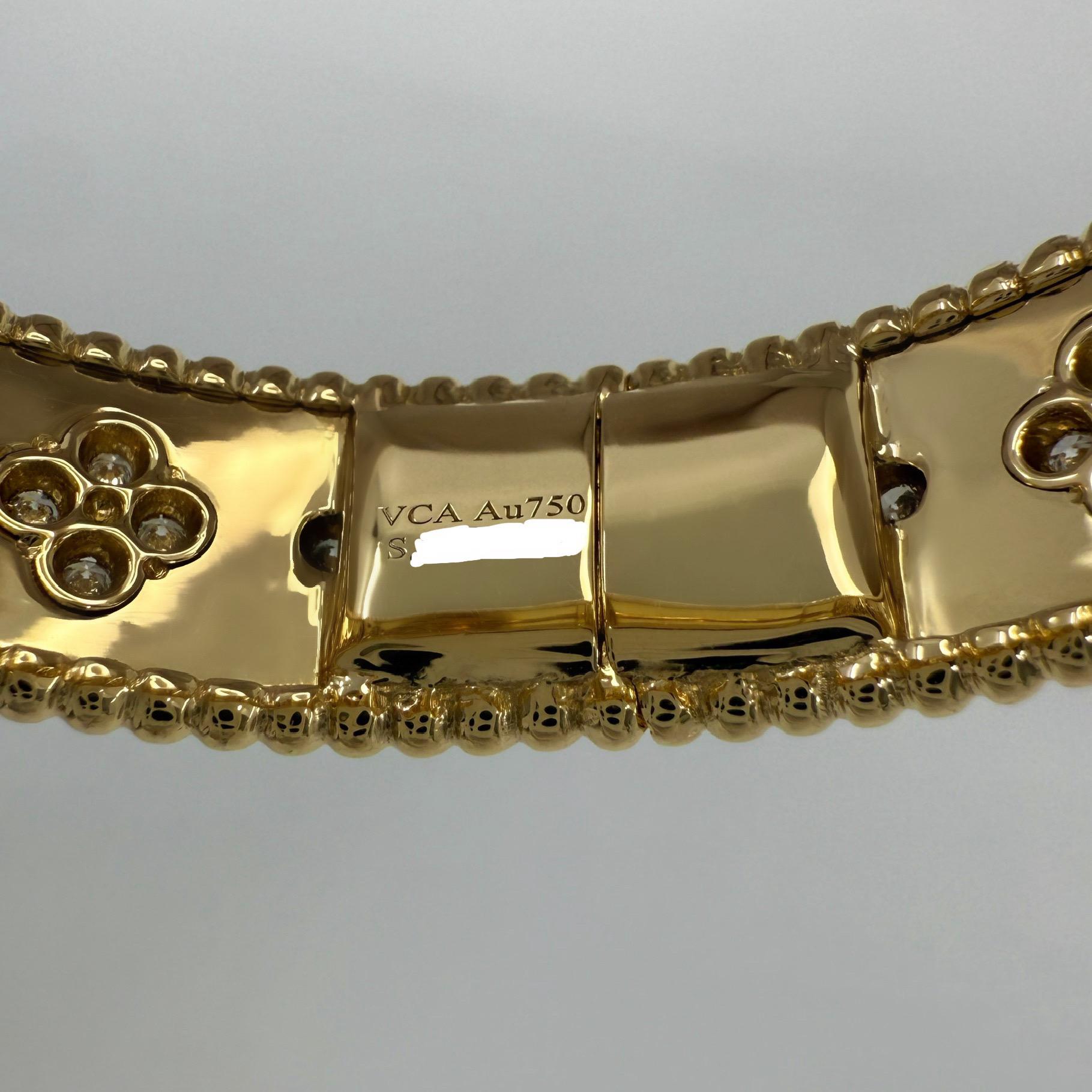 Seltene Vintage Van Cleef & Arpels Diamant Perlee Alhambra 18k Gelbgold-Armband im Angebot 1