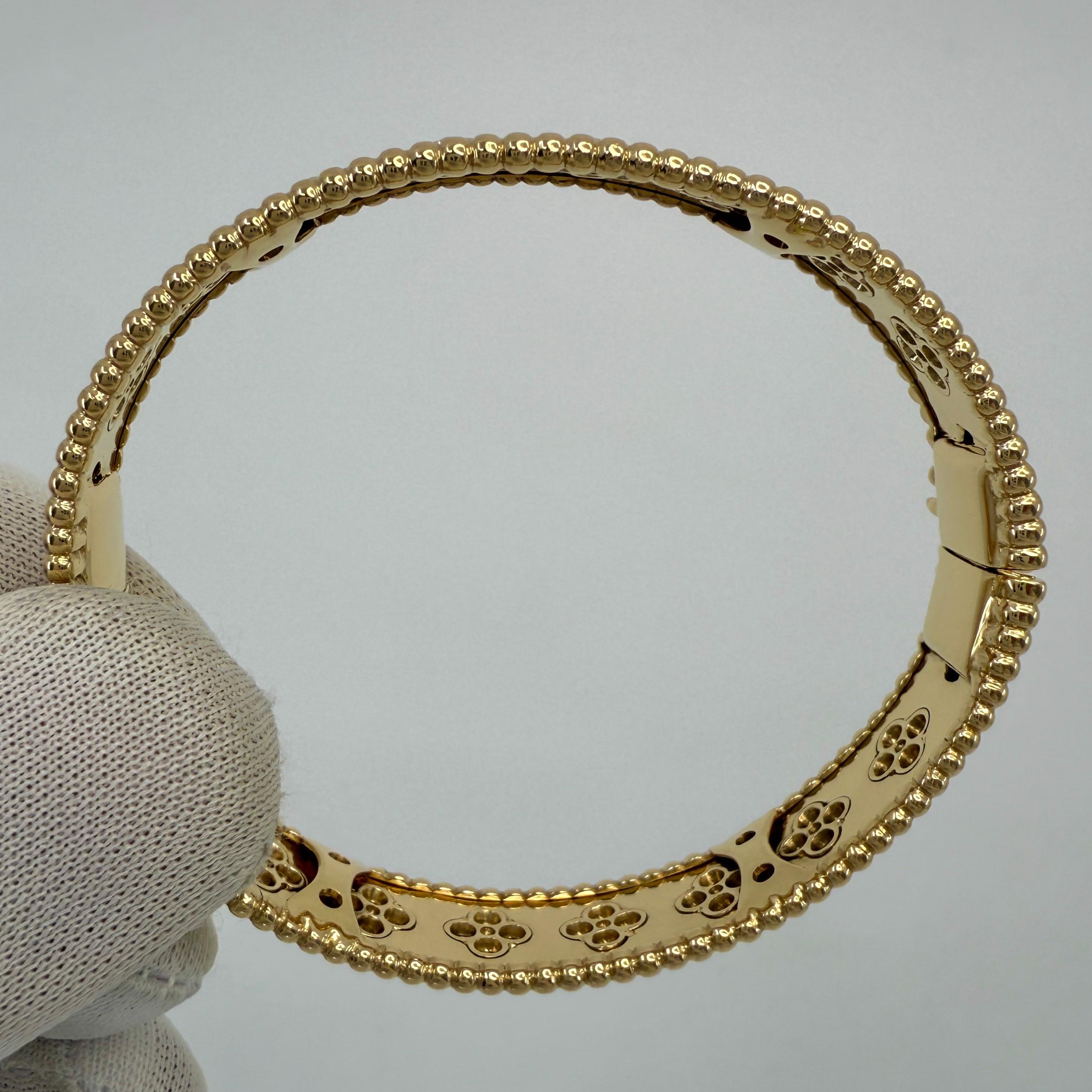 Seltene Vintage Van Cleef & Arpels Diamant Perlee Alhambra 18k Gelbgold-Armband im Angebot 3