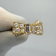 Rare Vintage Van Cleef & Arpels Diamond Ribbon Bow 18k Yellow Gold Cocktail Ring