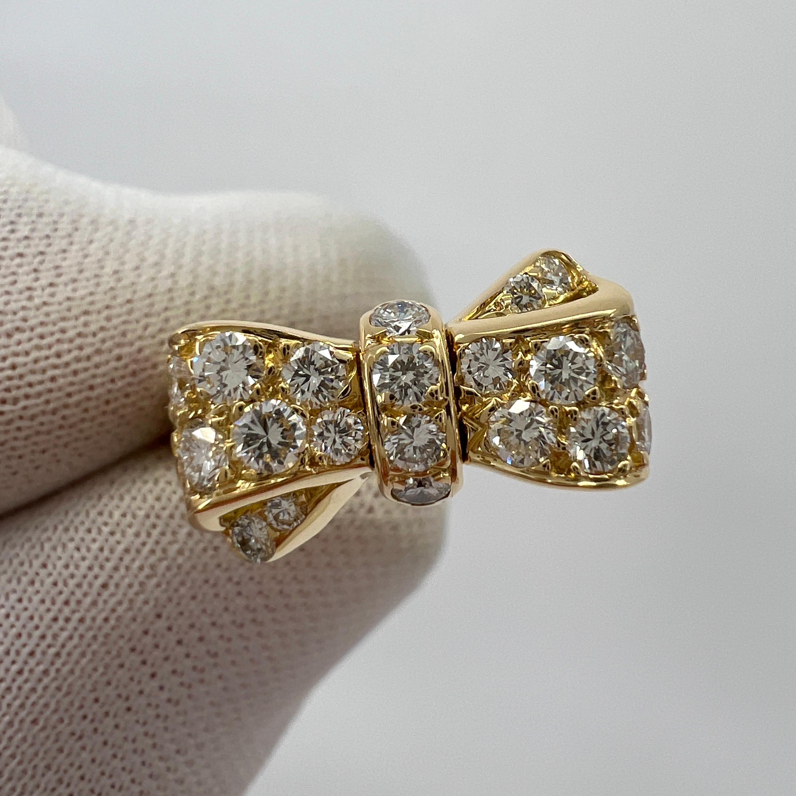 Rare Vintage Van Cleef & Arpels Diamond Ribbon Bow 18k Yellow Gold Cocktail Ring 2