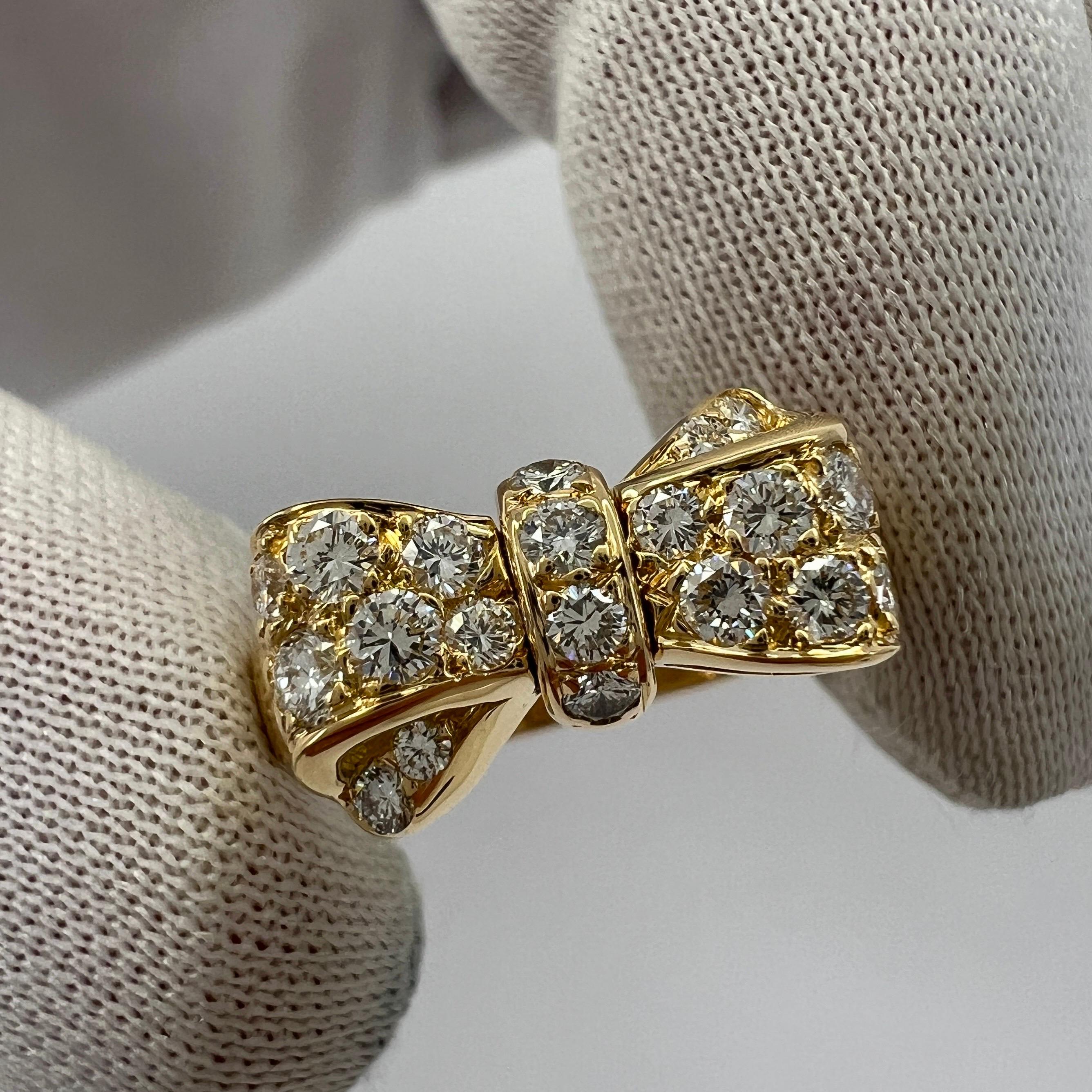Rare Vintage Van Cleef & Arpels Diamond Ribbon Bow 18k Yellow Gold Cocktail Ring 3