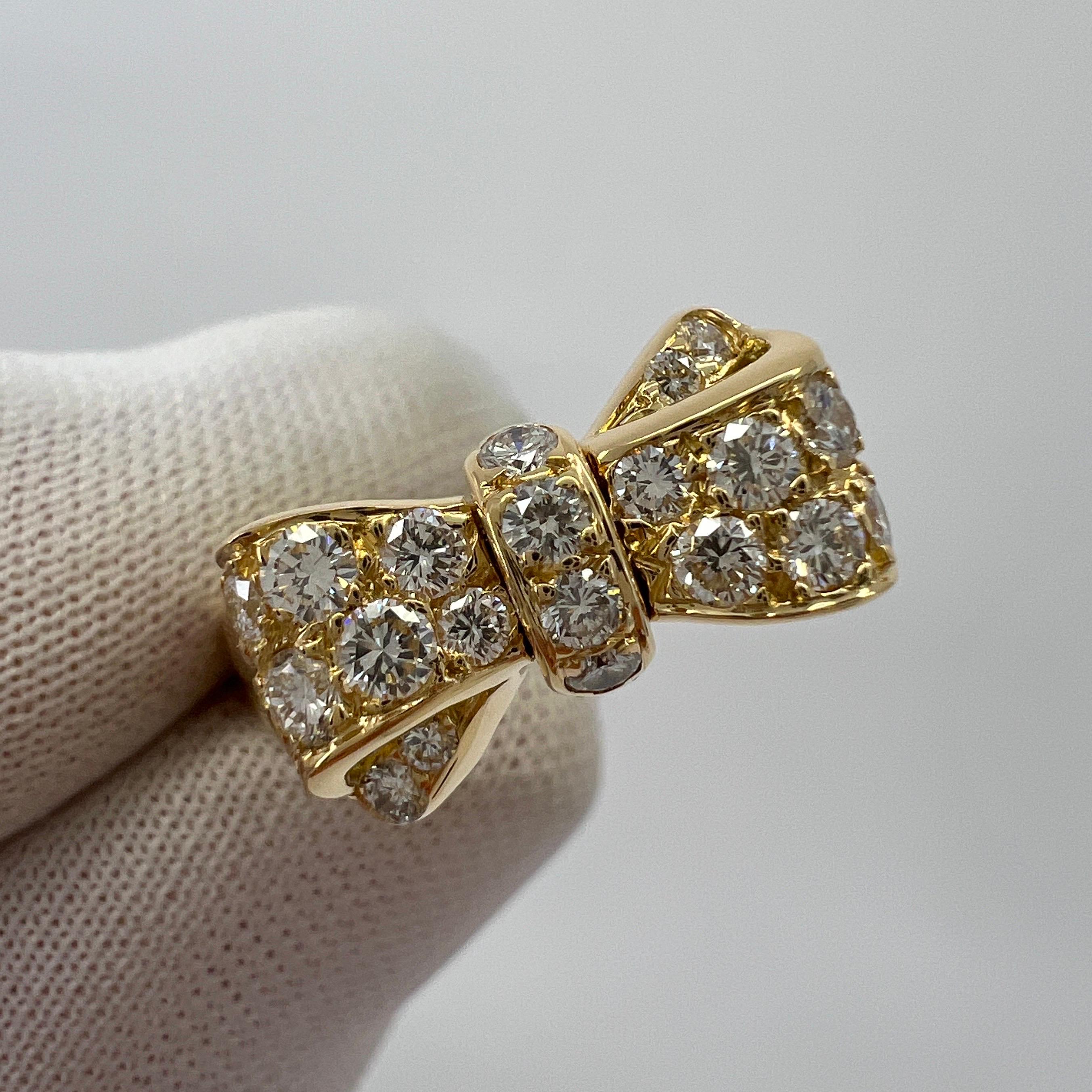 Rare Vintage Van Cleef & Arpels Diamond Ribbon Bow 18k Yellow Gold Cocktail Ring 4