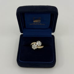 Bague vintage rare Van Cleef & Arpels « Snowflake Bypass » en or 18 carats, ornée d'un diamant en forme de fleur, taille 52