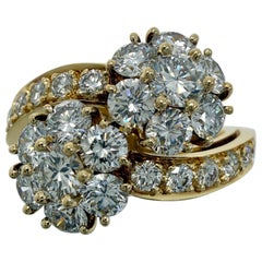 Bague vintage rare Van Cleef & Arpels « Snowflake Bypass » en or 18 carats, ornée d'un diamant en forme de fleur, taille 52