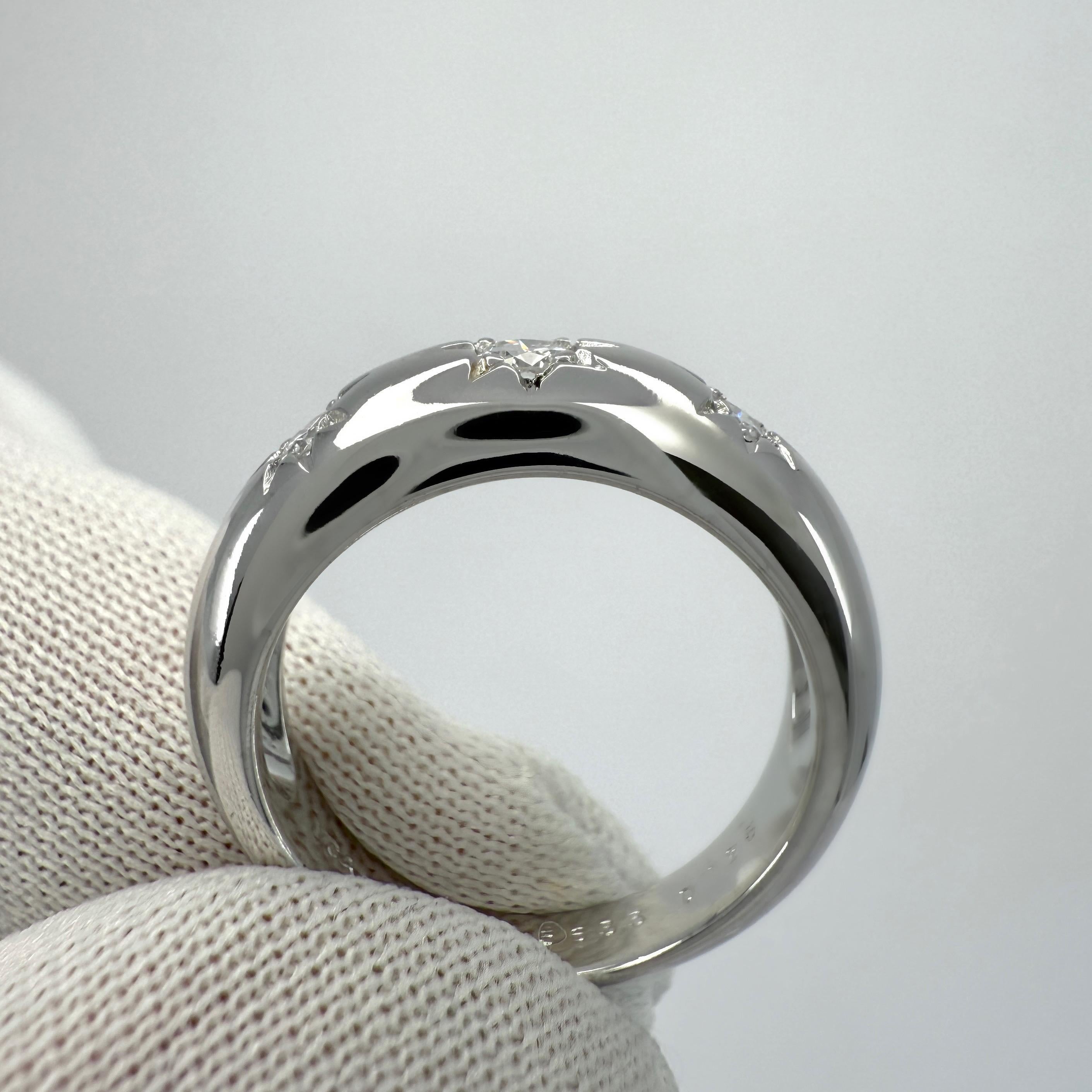 Rare Vintage Van Cleef & Arpels Diamond Three Stone 18k White Gold Ring For Sale 1