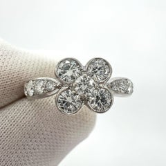 Rare Vintage Van Cleef & Arpels Onbell Diamond 18k White Gold Flower Ring 50