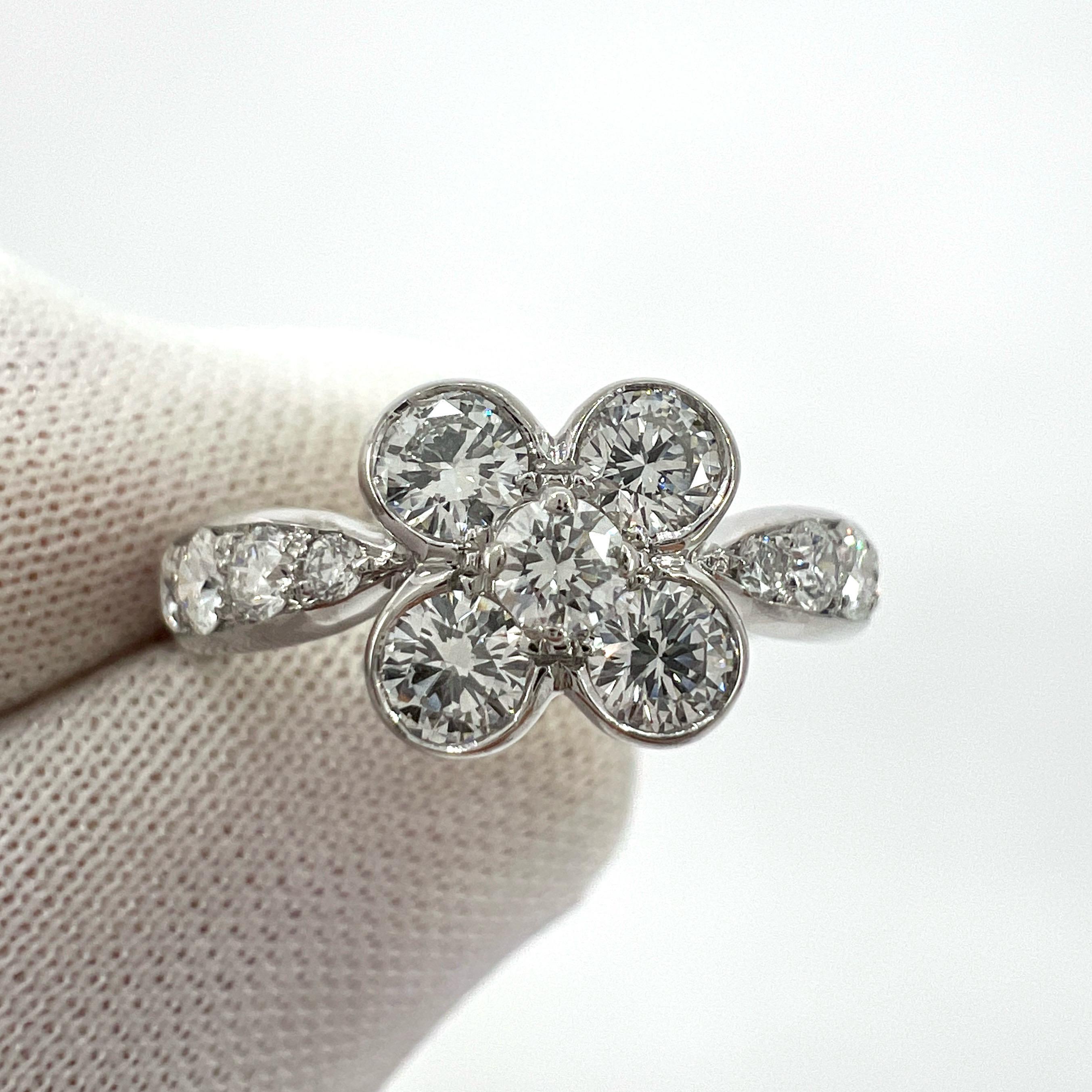 Rare Vintage Van Cleef & Arpels Onbell Diamond 18 Karat White Gold Ring.

A stunning vintage ring from the Onbell range by fine French fine jewellery house Van Cleef & Arpels. 

The classic VCA flower motif filled with stunning pavé set natural