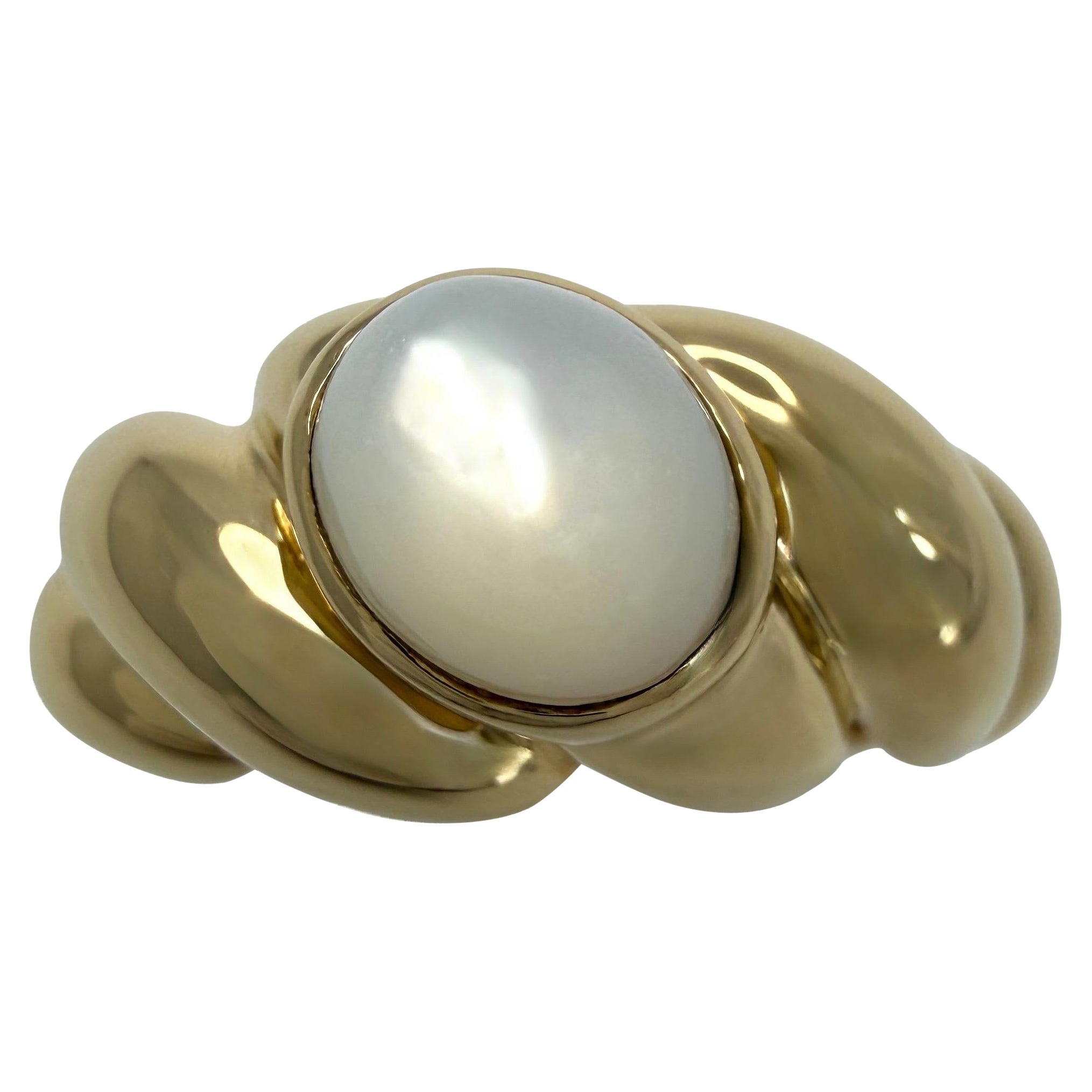 Seltene Vintage By Van Cleef & Arpels Oval Perlmutt 18k Gelbgold Wirbel Ring