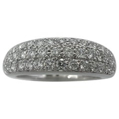 Rare Vintage Van Cleef & Arpels Pavé Diamond 18k White Gold Band Dome Ring