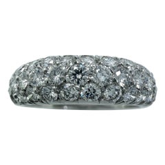 Rare Vintage Van Cleef & Arpels Pavé Diamond 18k White Gold Band Dome Ring US5.5
