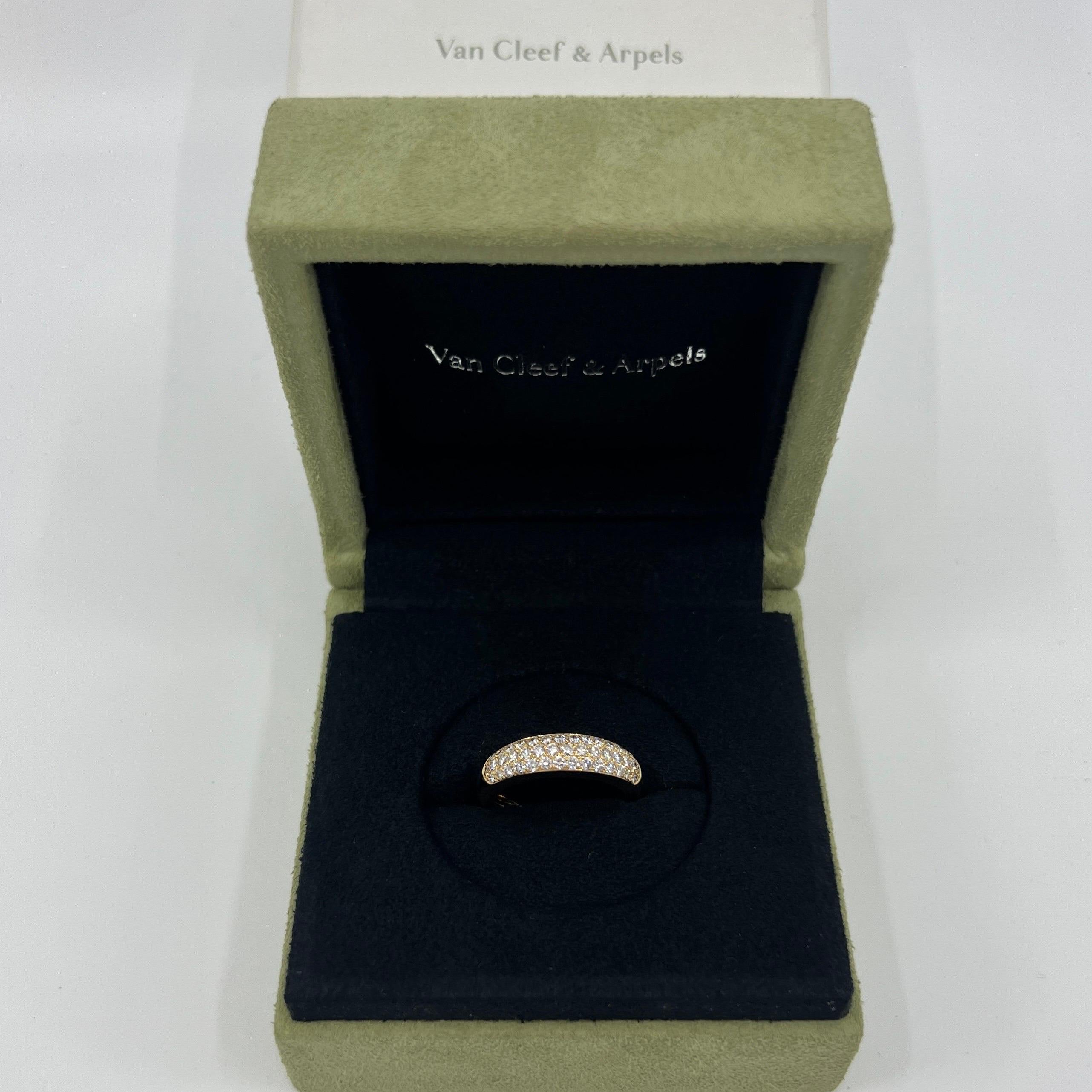 Rare Vintage Van Cleef & Arpels Pavé Diamond 18k Yellow Gold Band Dome Ring For Sale 5