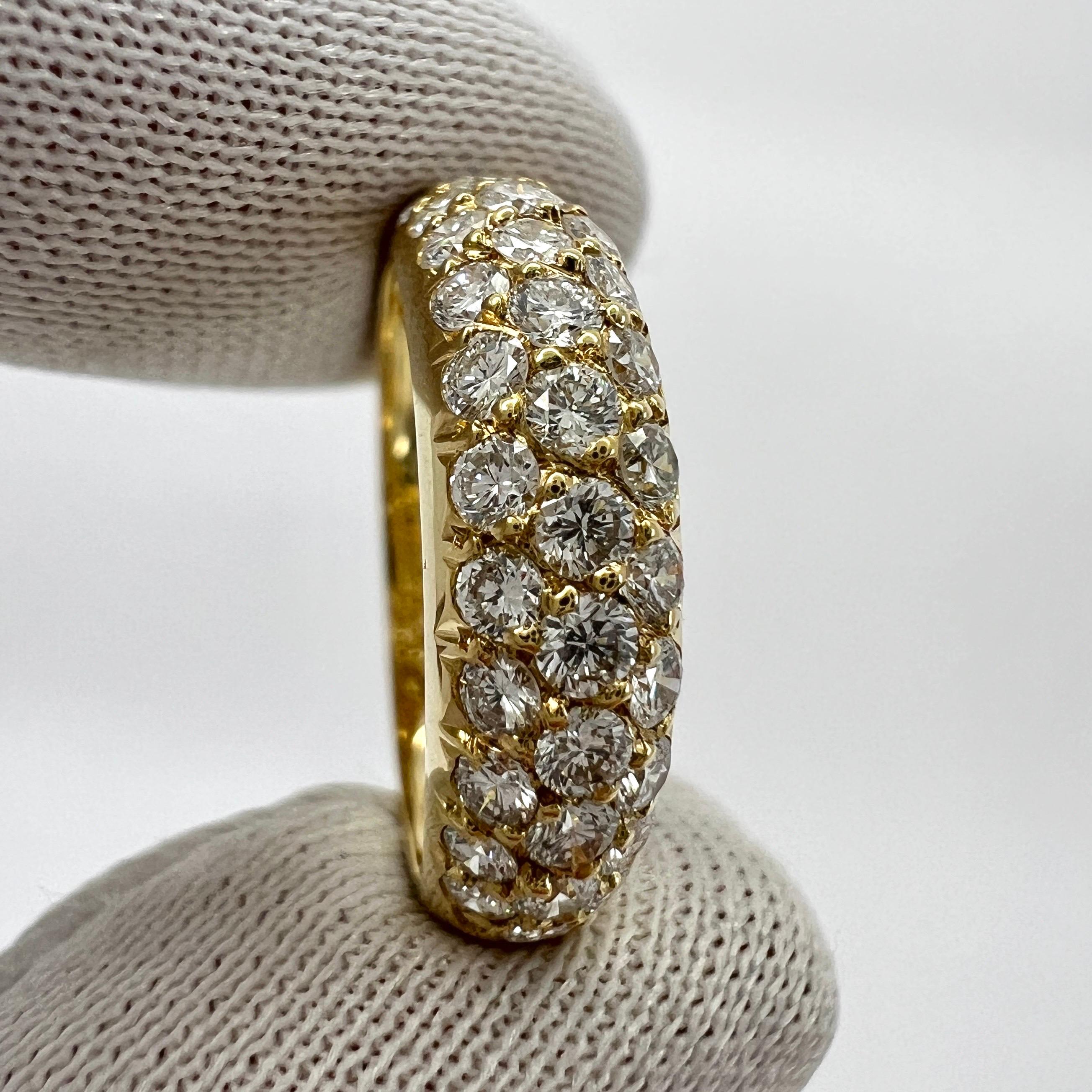 Rare Vintage Van Cleef & Arpels Pavé Diamond 18k Yellow Gold Band Dome Ring 6