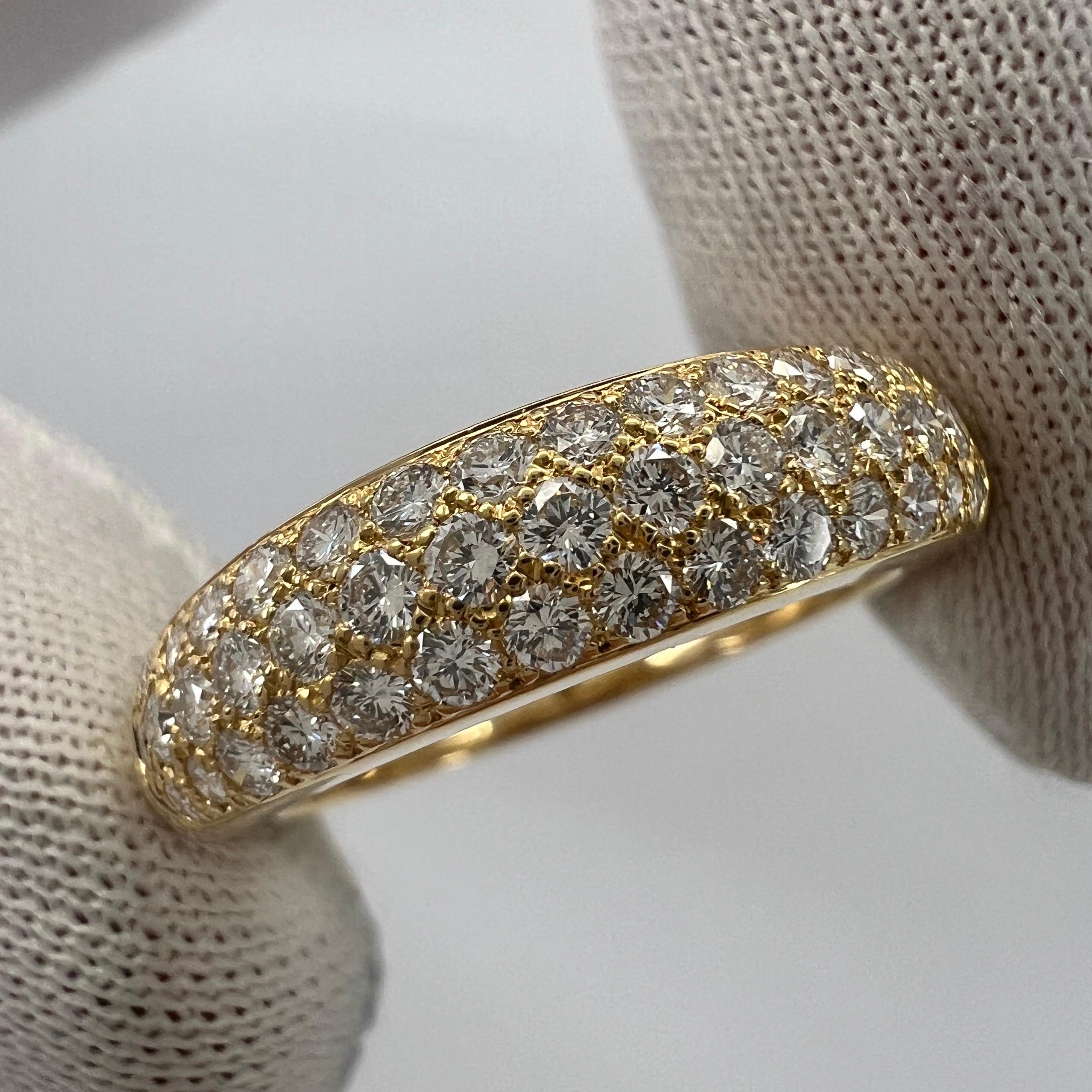 Rare Vintage Van Cleef & Arpels Pavé Diamond 18k Yellow Gold Band Dome Ring For Sale 6