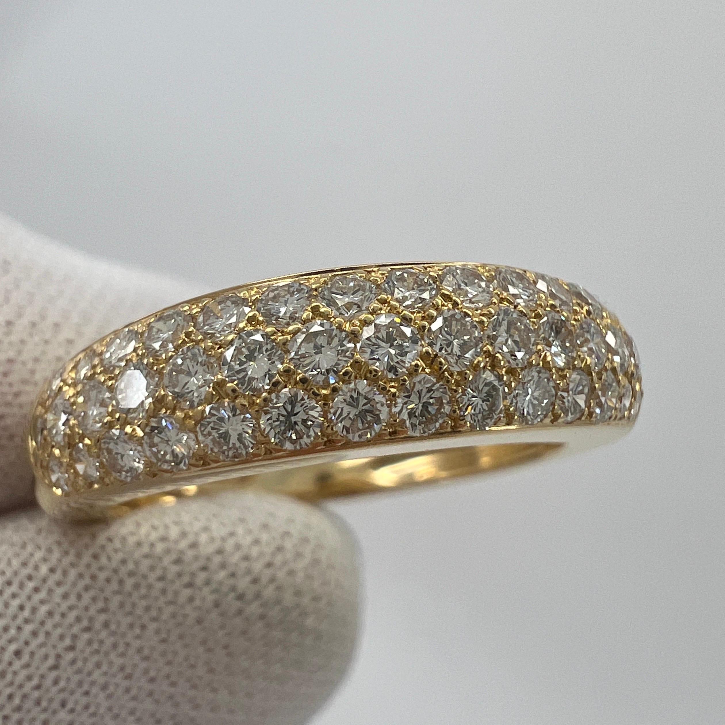 Rare Vintage Van Cleef & Arpels Pavé Diamond 18k Yellow Gold Band Dome Ring For Sale 7