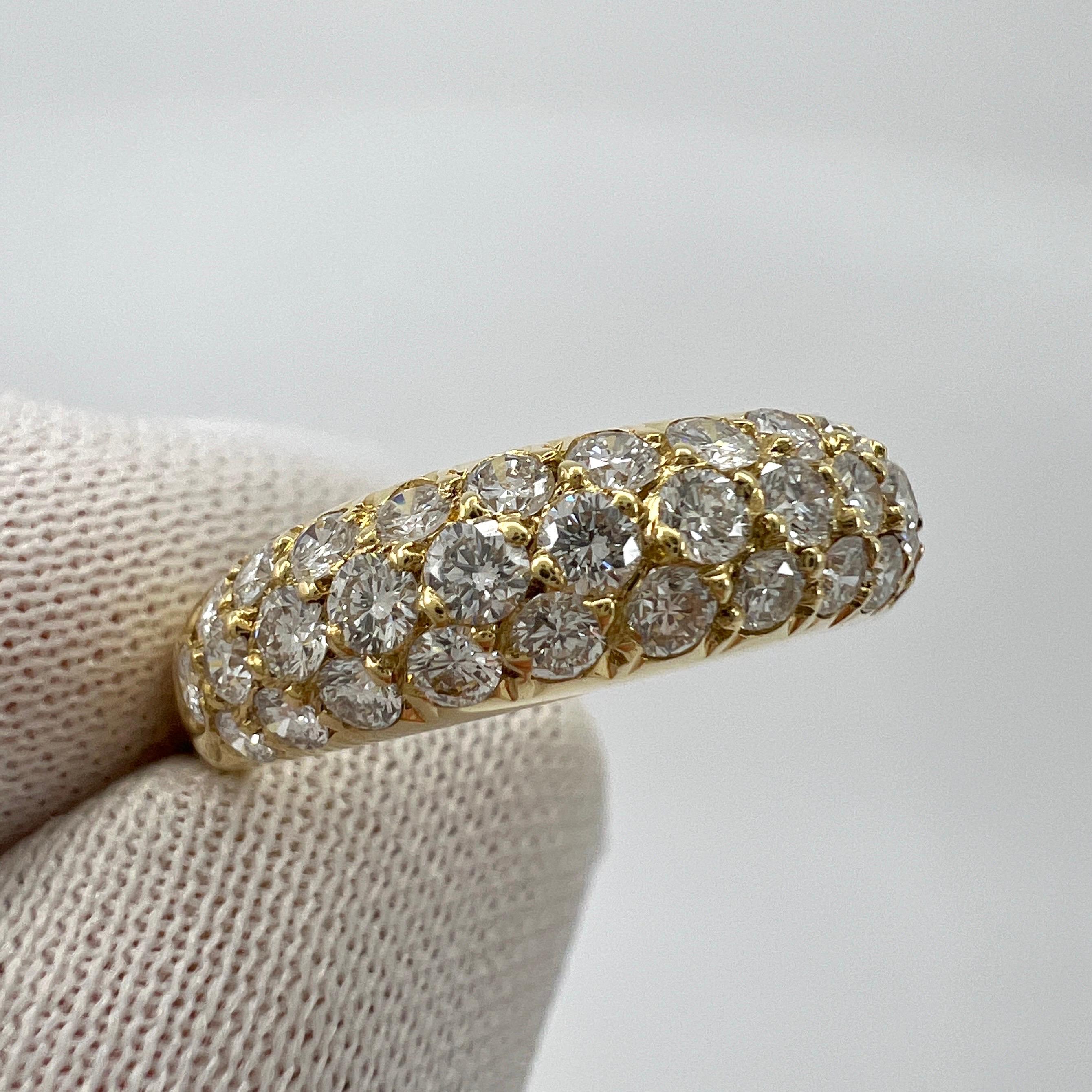 Rare Vintage Van Cleef & Arpels Pavé Diamond 18k Yellow Gold Band Dome Ring In Excellent Condition In Birmingham, GB