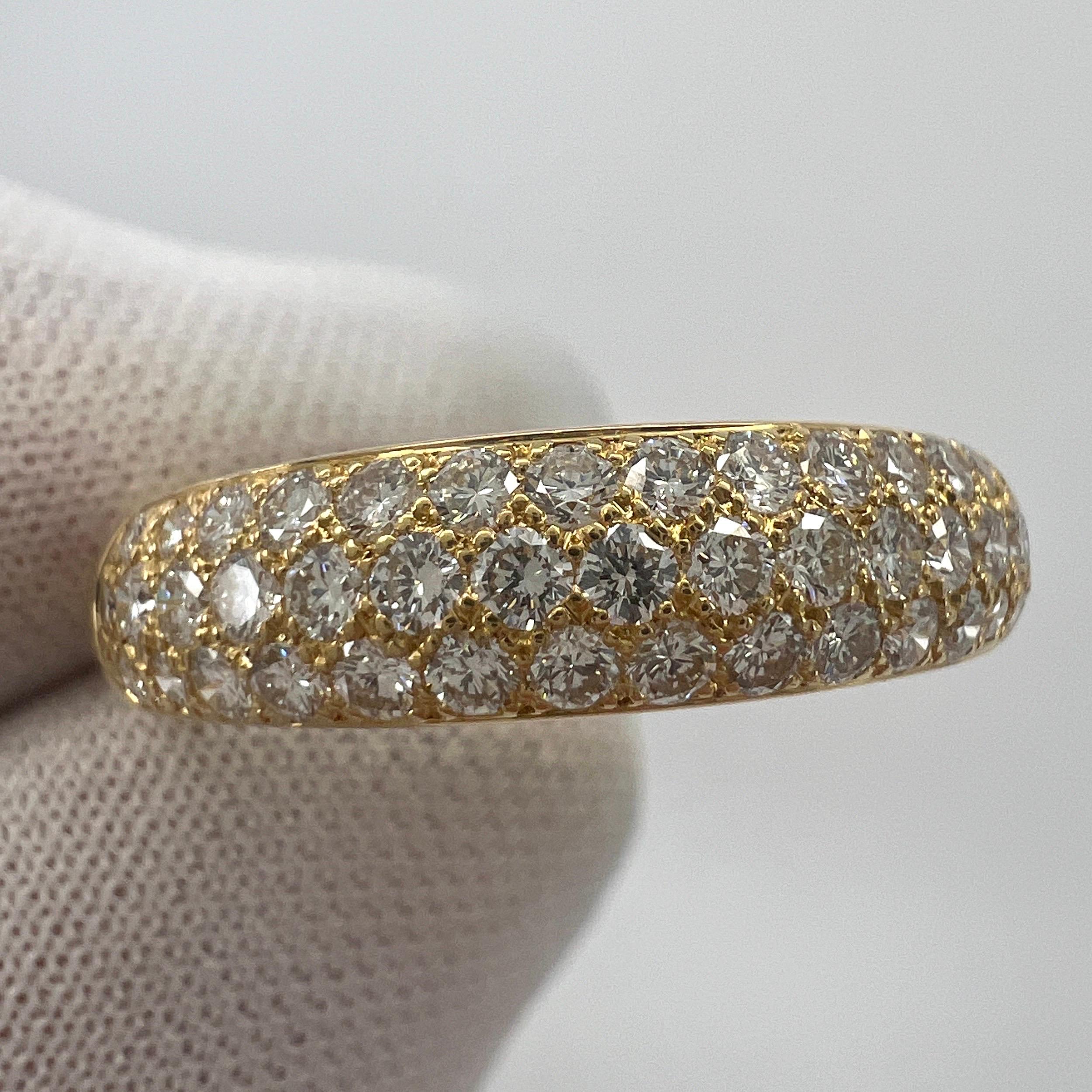 Rare Vintage Van Cleef & Arpels Pavé Diamond 18k Yellow Gold Band Dome Ring In Excellent Condition For Sale In Birmingham, GB