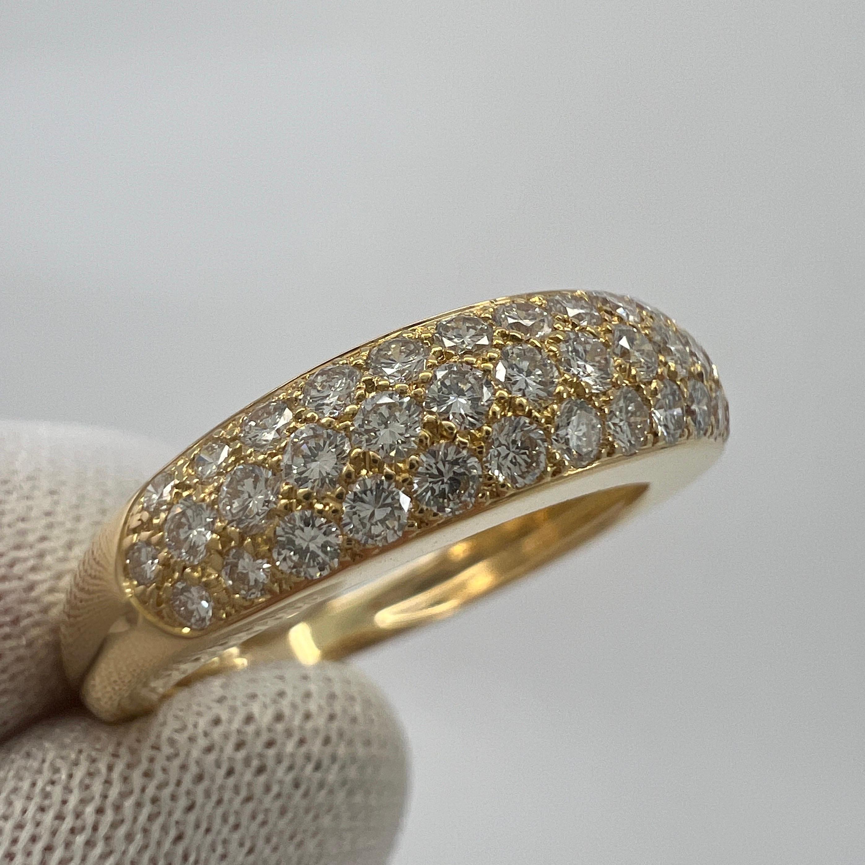 Rare Vintage Van Cleef & Arpels Pavé Diamond 18k Yellow Gold Band Dome Ring For Sale 1