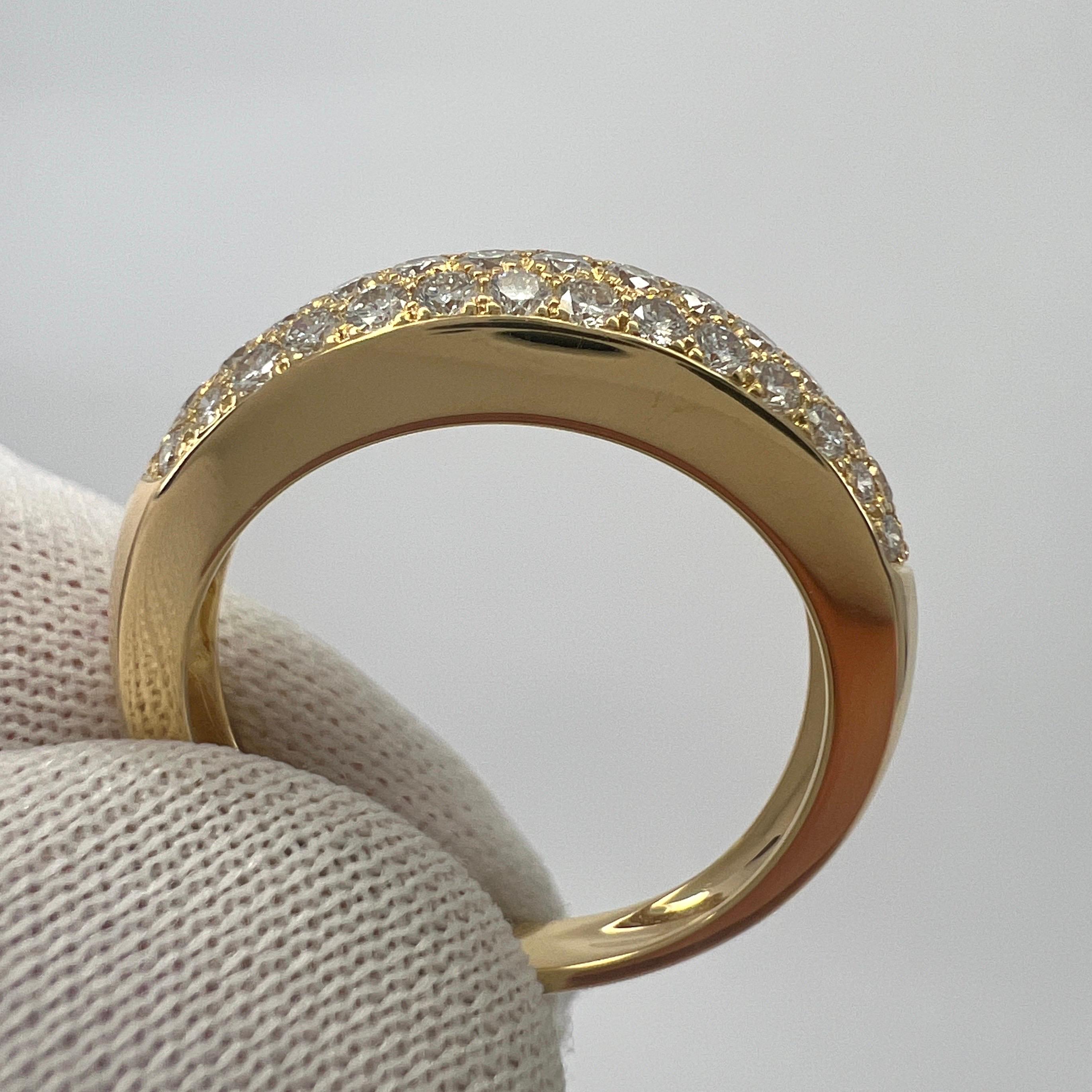 Rare Vintage Van Cleef & Arpels Pavé Diamond 18k Yellow Gold Band Dome Ring For Sale 3